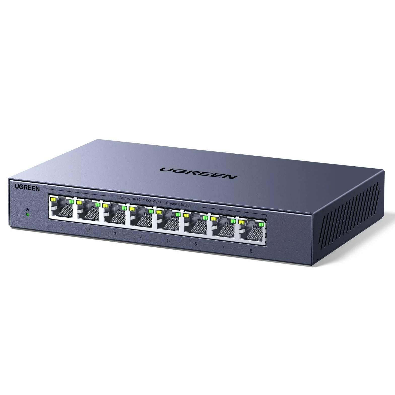 UGREEN 2.5G Switch Ethernet 8X2.5G Ports, Plug et Play (8 Ports) | Multiprise RJ45 Boitier Métal Non Géré 4KV Multiprise RJ45 Montage Mural pour PC NAS Serveur Console de Jeu Vidéo 4K/8K
