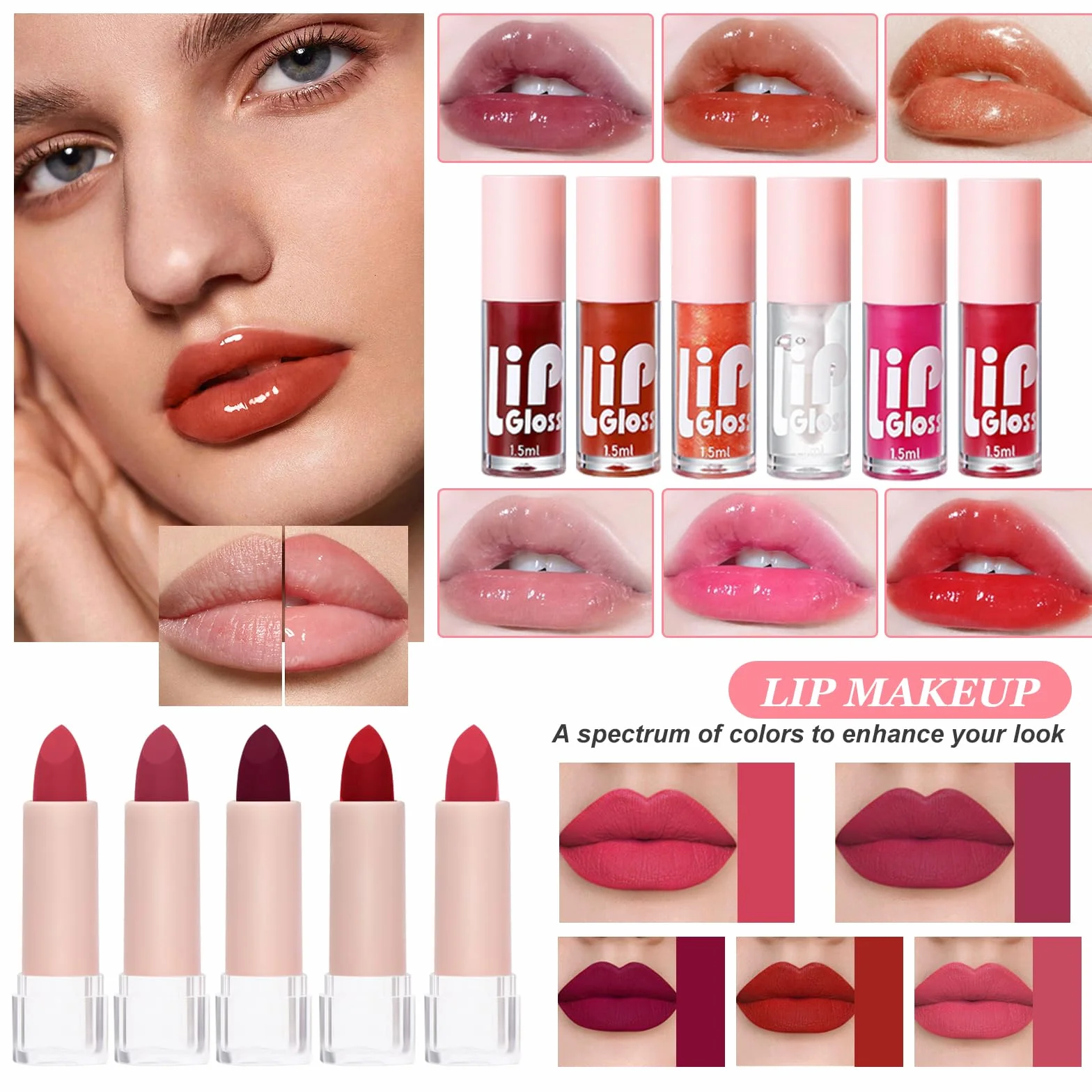 Kit Maquillage Femme, Coffret Cadeau Maquillage avec Palette Yeux Correcteurs Fond Teint Mascara Gloss Lèvres Eyeliner Crayon Sourcil Trousse Voyage