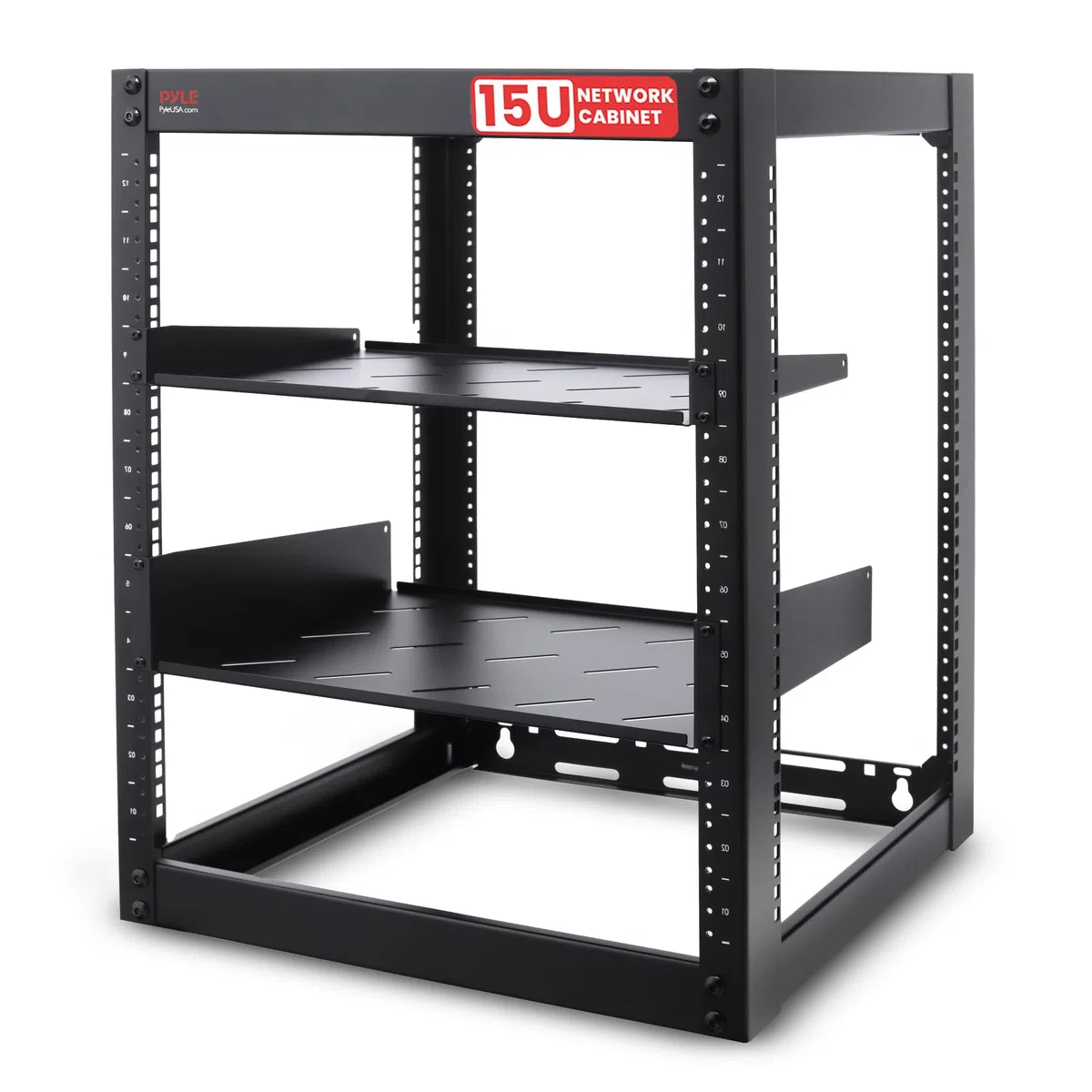 Armoire réseau 15U pour Serveur – Rack à Cadre Ouvert, Montage Mural, Conception Robuste pour serveurs et équipements audiovisuels | Compatible avec l'équipement Standard de 48,3 cm (Noir)