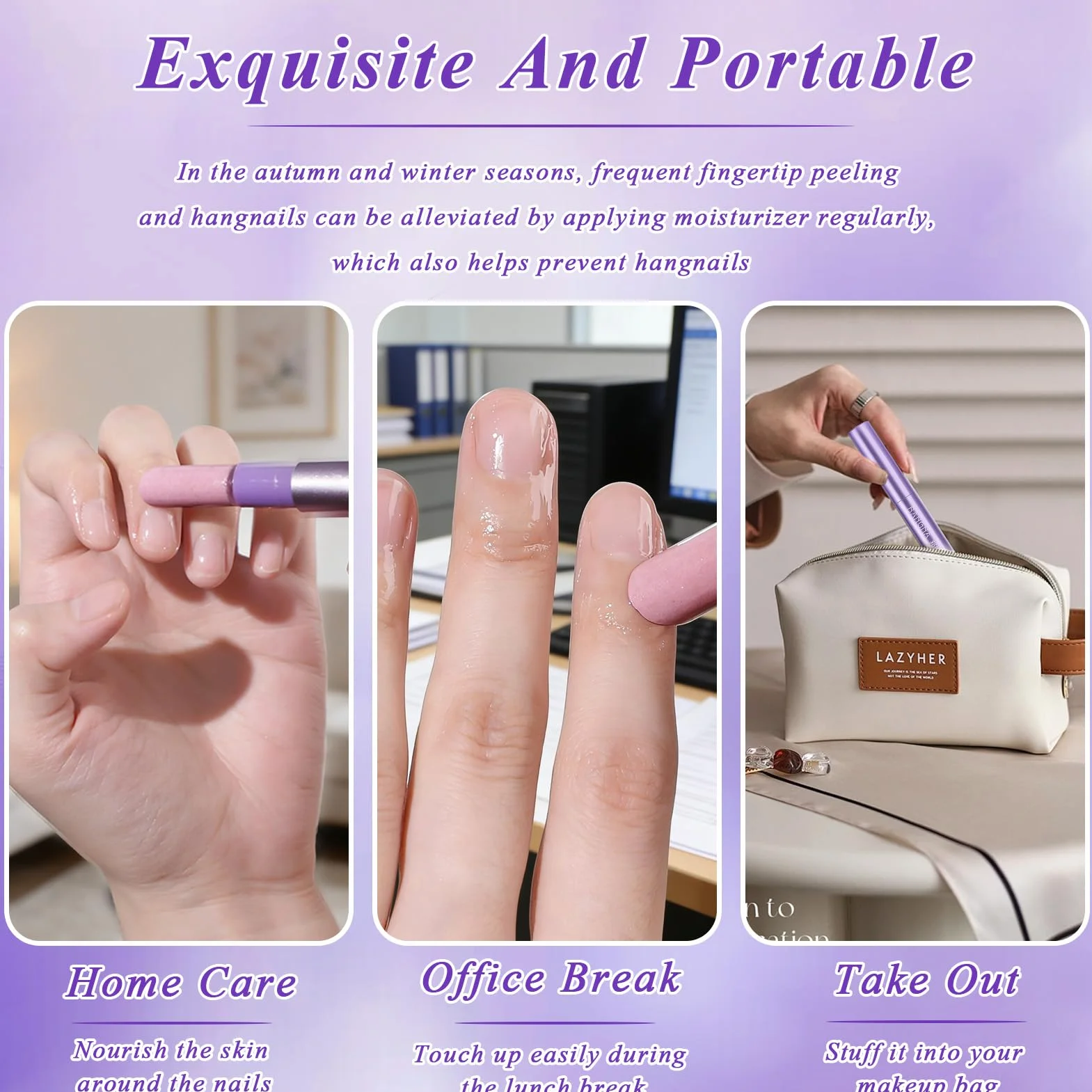 Lot de 2 bâtons de soin des ongles 3 en 1 - Stylo à huile pour cuticules - Réparation des fissures et ongles secs