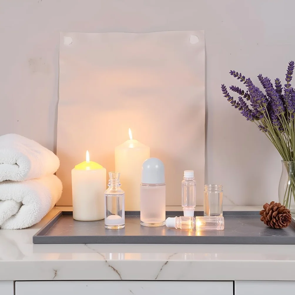 Flacons roulants vides en verre 50 ml avec bille plastique anti-fuite bouchon blanc pour huiles essentielles rechargeables