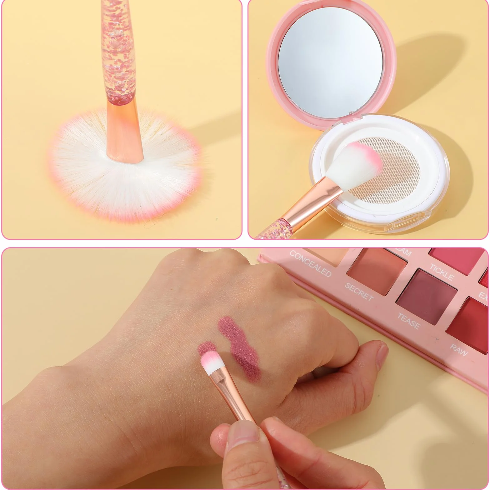 Lot de 20 pinceaux de maquillage en cristal pailleté pour correcteur, fard à paupières, eyeliner et fond de teint