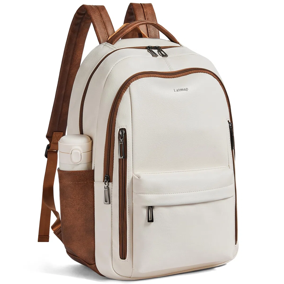 LATMAP Sac à dos de 30 l pour homme et femme - Sac à dos en cuir synthétique - Sac à dos de voyage pour enseignant - Pour ordinateur portable de 15,6"