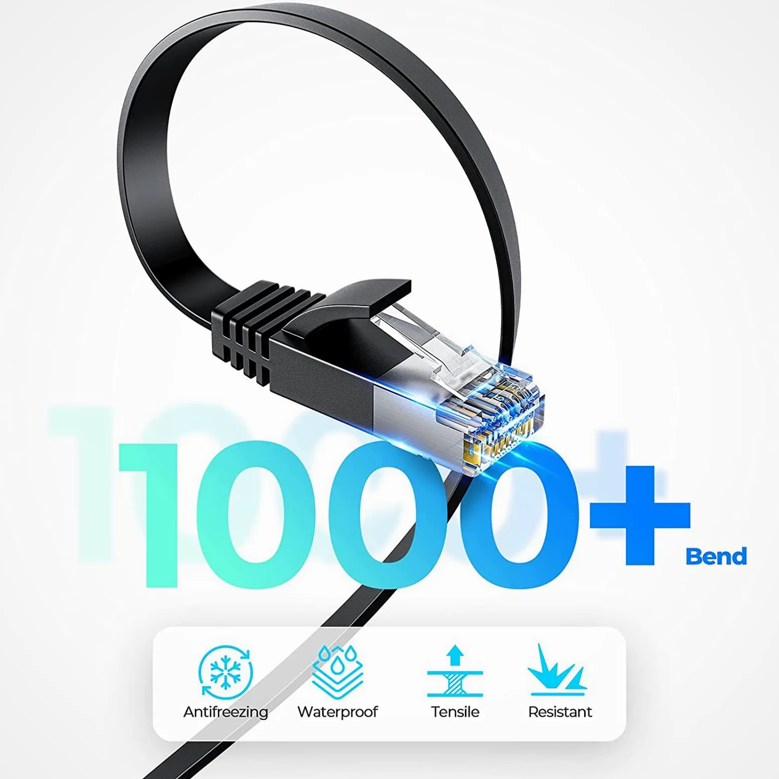 Câble Ethernet Cat 6 de 0,9 m, 1,8 m, 3 m, 4,6 m, 6 m, 9 m, 15 m, 30 m, 30 m, connecteurs RJ45, câble LAN professionnel, blindé pour une utilisation en intérieur et en extérieur (30 m - CAT6)