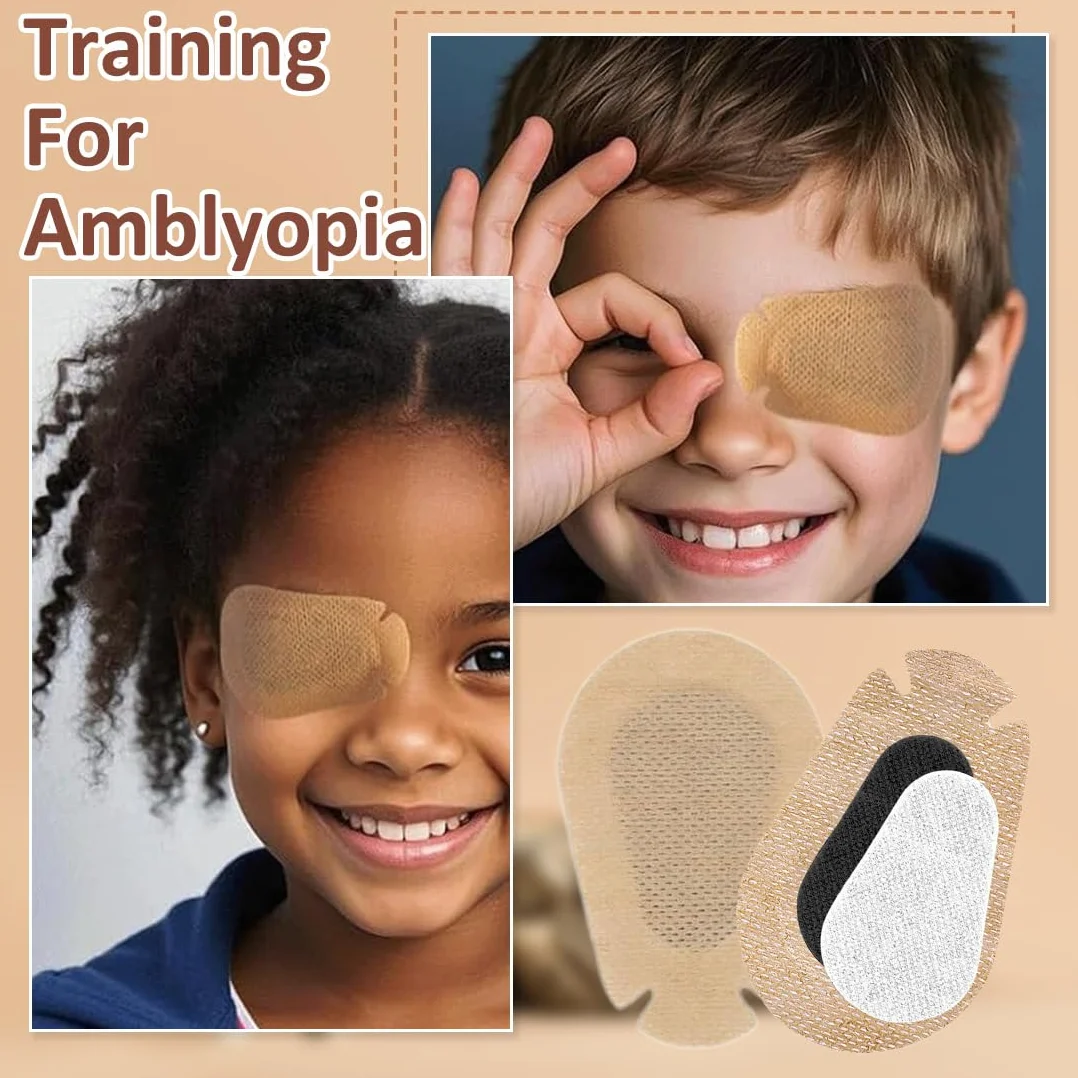 Patchs Oculaires Adhésifs Respirants 30 Pièces, Cache-Œil Enfant Adulte Traitement Amblyopie, Motifs Dessins Animés Colorés, Lavables Hypoallergéniques