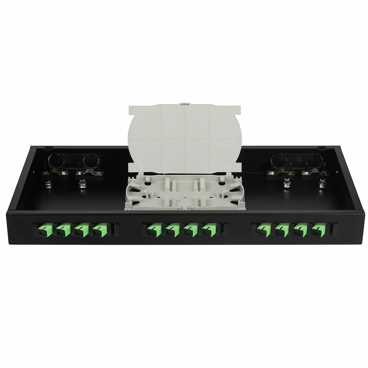 Boîtier de fibre optique monomode 12 ports SC/APC avec connecteur et coupleur pour réseau FTTH