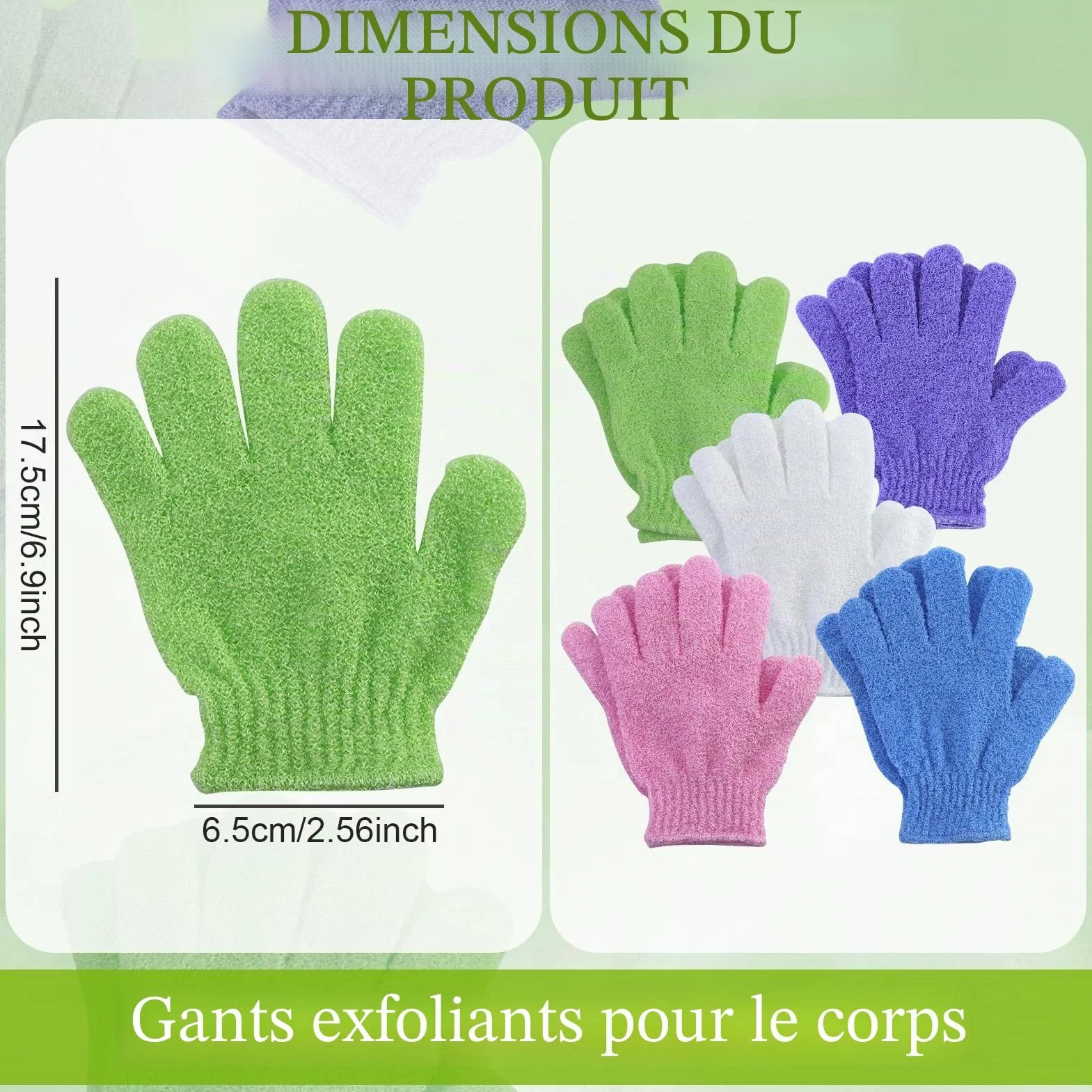 Lot de 10 Gants Exfoliants Couleur Bonbon Corps et Visage - Gants Exfoliants pour Femme Douche Spa Massage