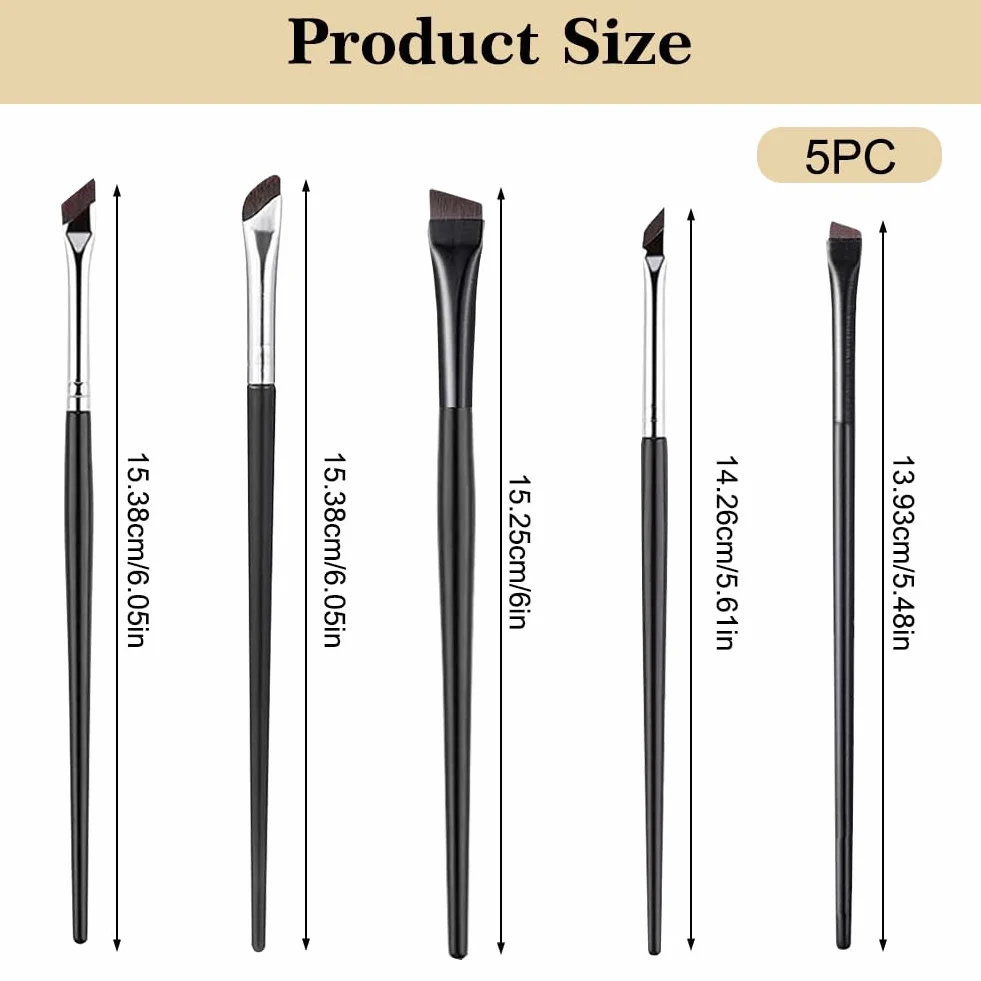 Flintronic Pinceaux à Maquillage Lot de 5 Professionnel Pinceau Eye-liner Biseauté Yeux Fards à Paupières Sourcils Contour des Lèvres
