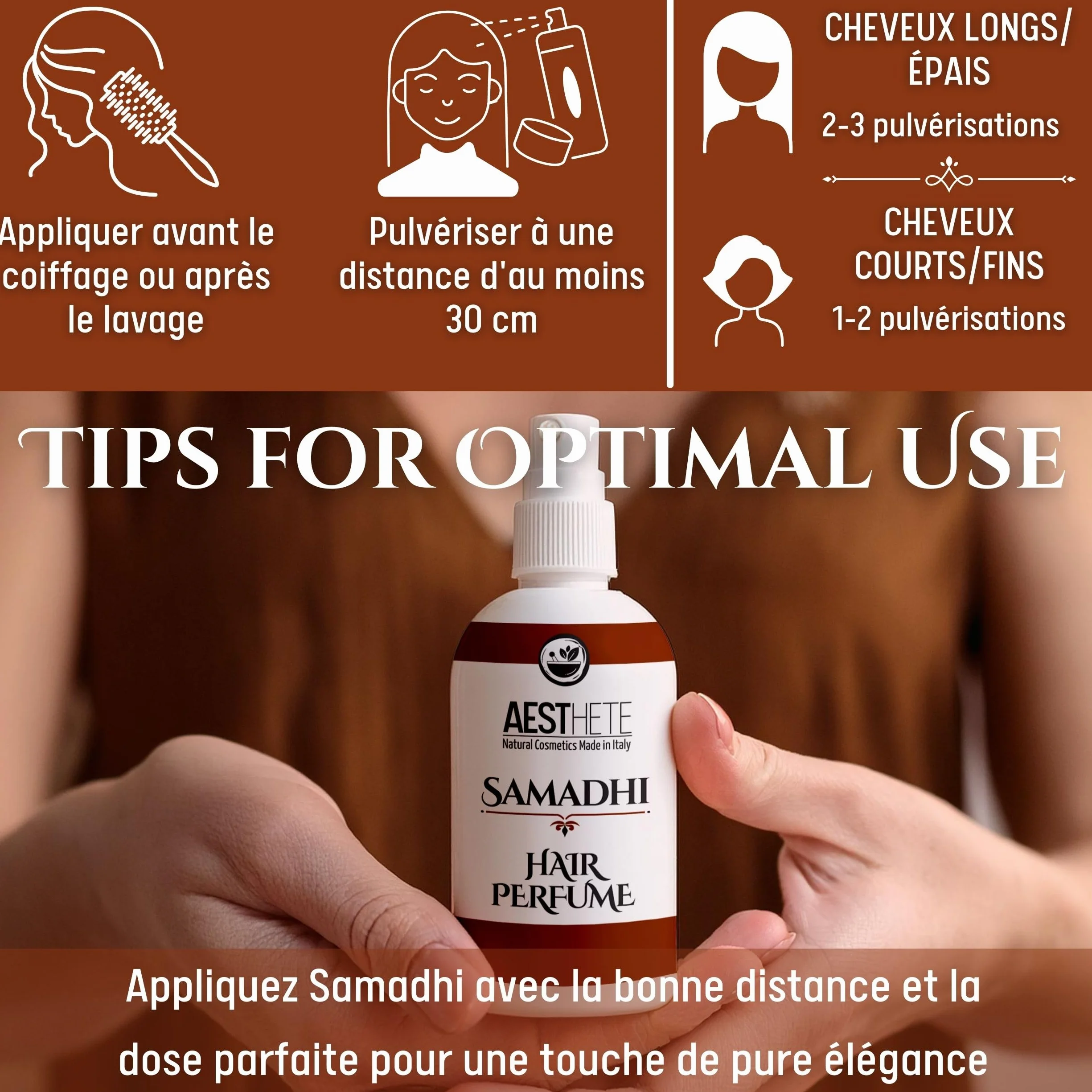 Aesthete Parfum Cheveux 50ml Jasmin Cèdre Vanille Sans Alcool Made In Italy