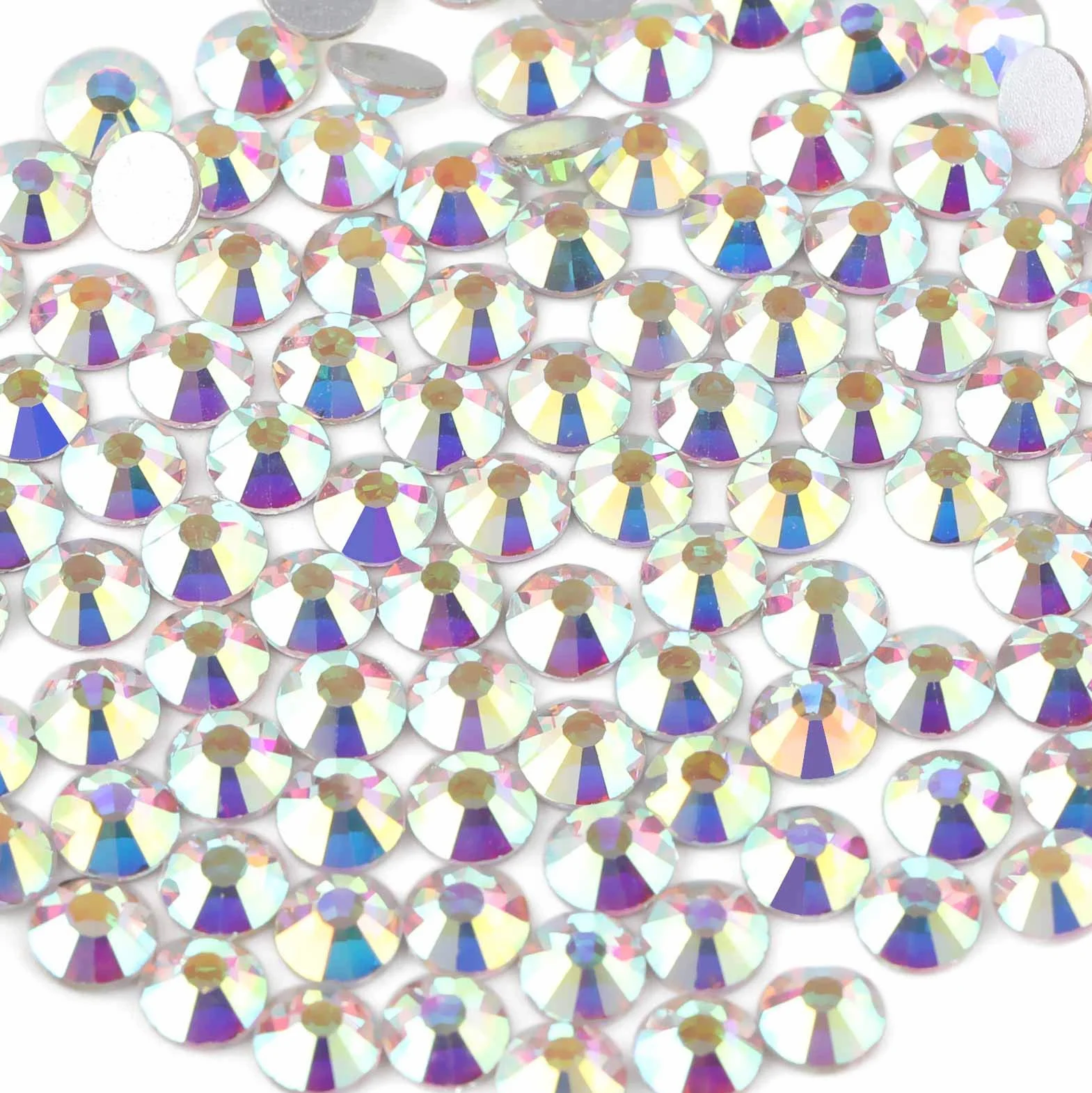 Beadsland 1440 PCS Strass à Dos Plat Pierres Précieuses Rondes pour Nail Art et Craft, Cristal AB SS20 (4.6-4.8mm)