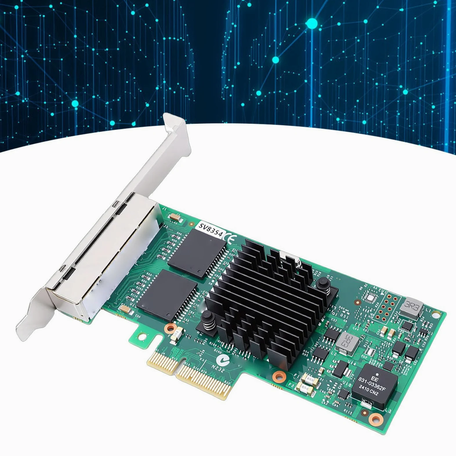Naroote Carte Réseau PCI Express Gigabit Ethernet 1000 Mbps Haute Performance Contrôleur 350AM4 Port RJ45 Réseau PCIE Adaptateur Fonctionnement Fiable Stable pour Serveur Bureau