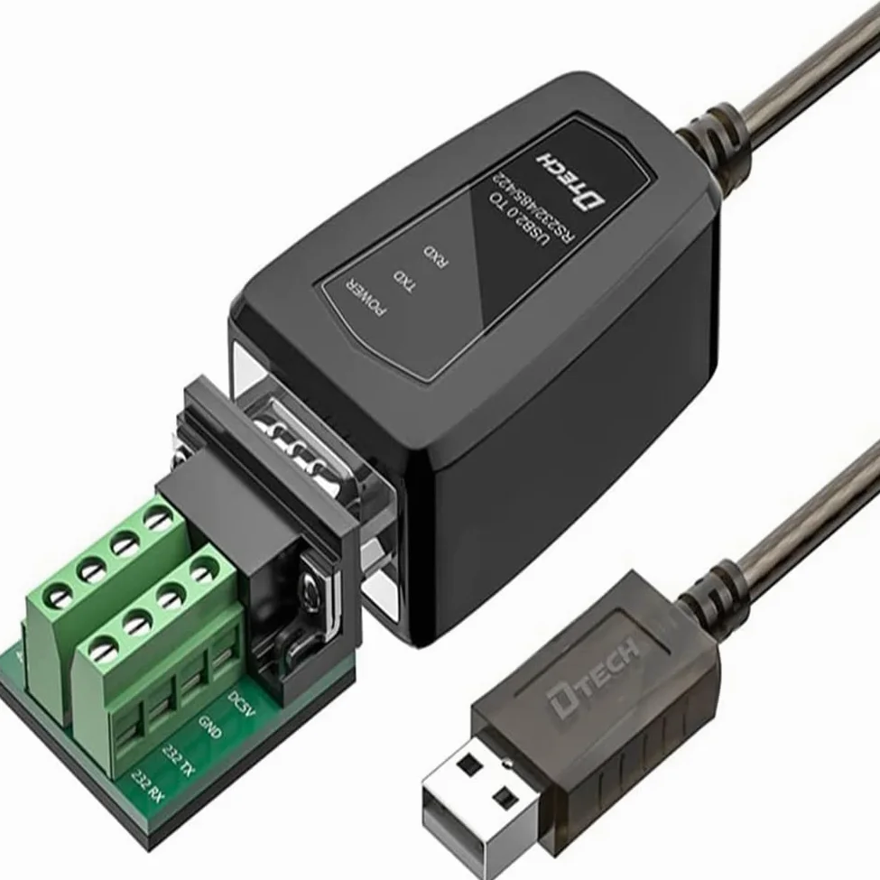 DTech Adaptateur USB vers série RS485 RS422 R232 avec tableau de bord LED prise en charge DC5V pour différents appareils de commande Windows 10 8 7 XP Mac (1,5 m (interface 3 en 1)