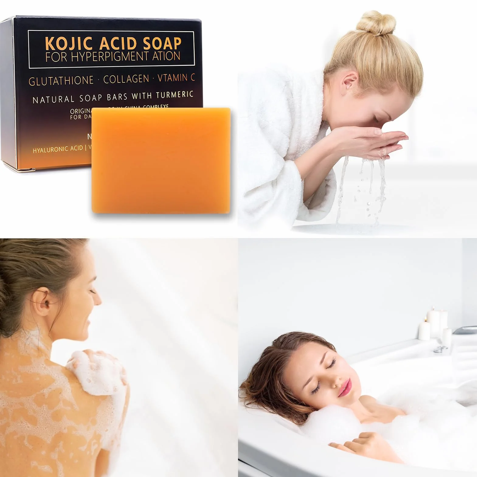 Kojic Acid Soap 100g Eclaircissant Peau Noir Hyperpigmentation Visage Corps