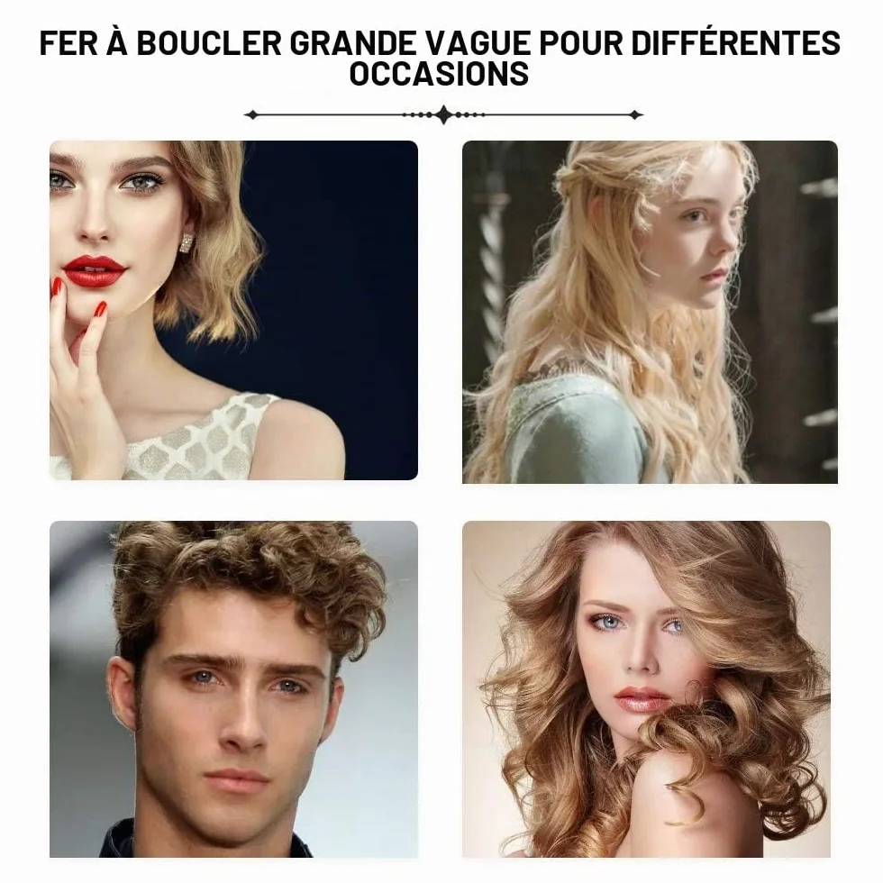 Reyke Boucleur à cheveux 3 barils 22 mm température réglable chauffage rapide grandes ondulations