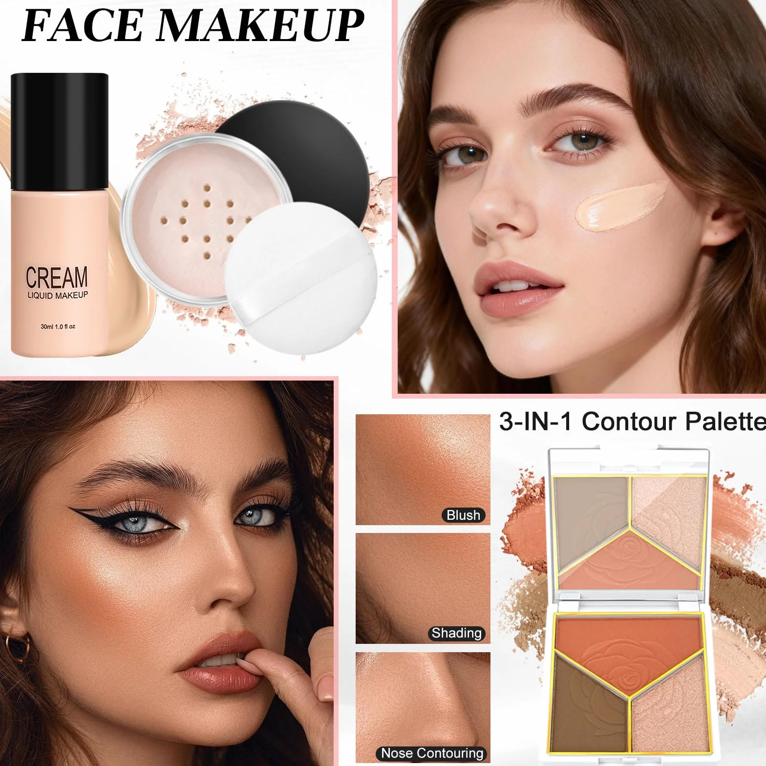 Coffret Maquillage Femme Kit Complet avec Palette Yeux Fond de Teint Mascara Gloss Lèvres Crayon Sourcil Eyeliner Pinceau