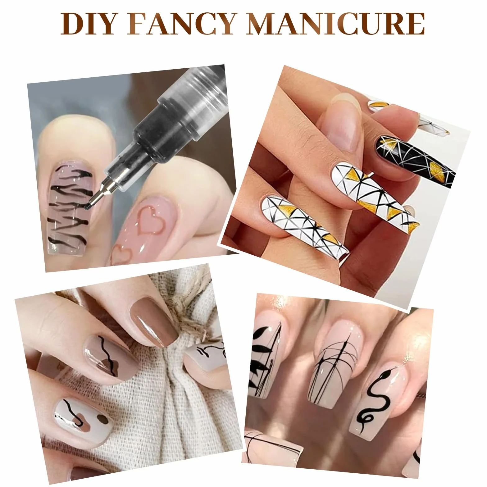 Stylo Dessin Ongles Set 12 Couleurs Marqueur Nail Art à Base d'Eau Pointe Fine DIY