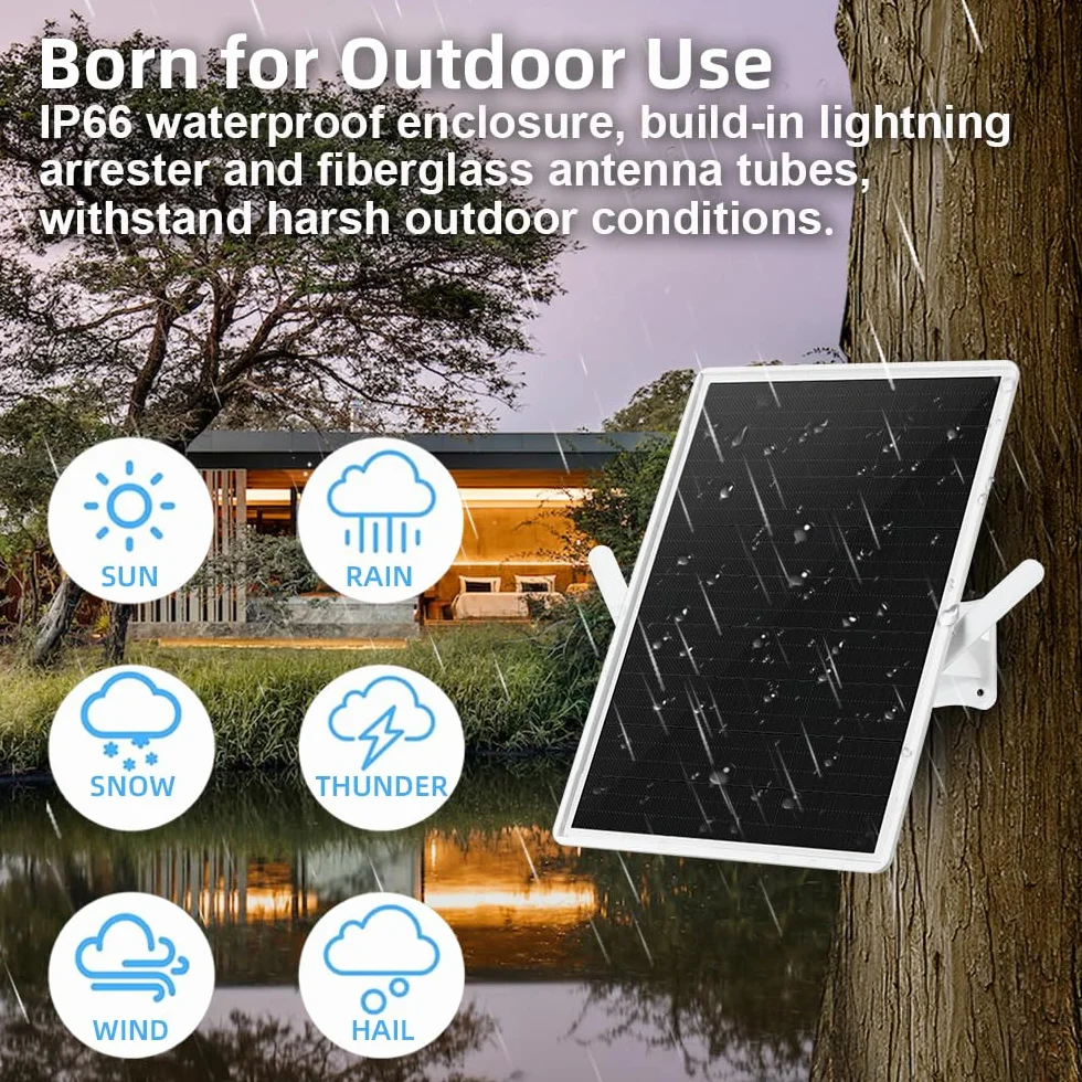 Repeteur WiFi Solaire Batterie Exterieur sans Fil, Puissant Amplificateur WiFi Couvre100-mètres, Outdoor répéteur WiFi Extender 2.4Ghz 300Mbps, Idéal pour Les Grands Espaces éloignés