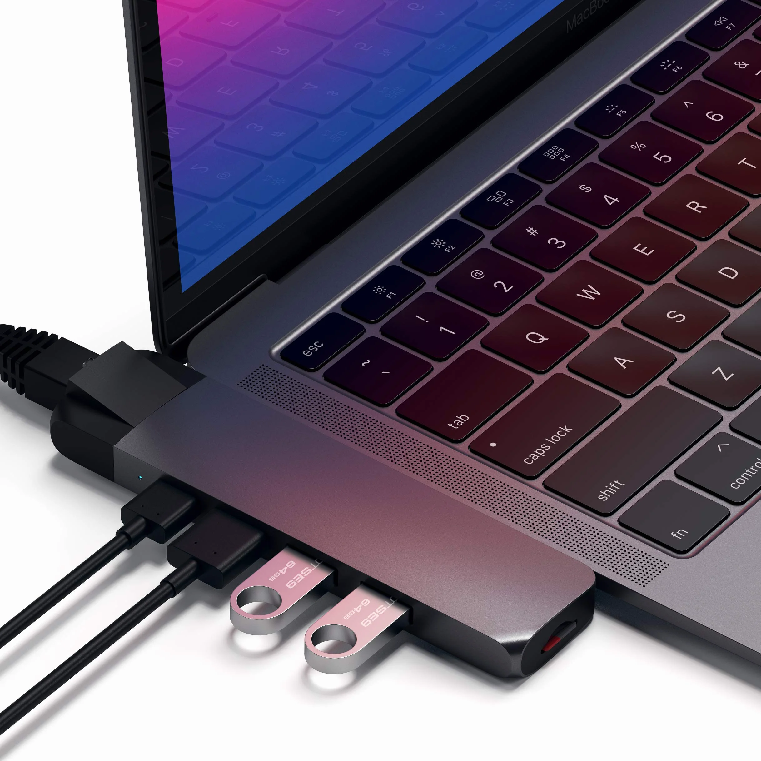 SATECHI Adaptateur Hub Pro Type-C avec Ethernet - HDMI 4K, USB-C, Ethernet Gigabit, USB 3.0, Fente pour Carte Micro SD - pour Macbook Pro/Air M2/M1 (Gris Sidéral) | Pour MacBook Air/Pro/Neo M1 M2, HDMI 4K@30Hz, 2x USB-A 3.0 5Gbps, lecteur MicroSD/SD UHS-I