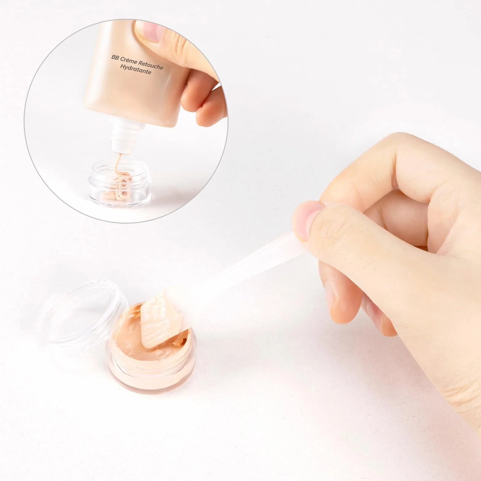 Petits pots 5ml avec couvercle, étiquettes et spatule, mini récipients transparents pour échantillons cosmétiques