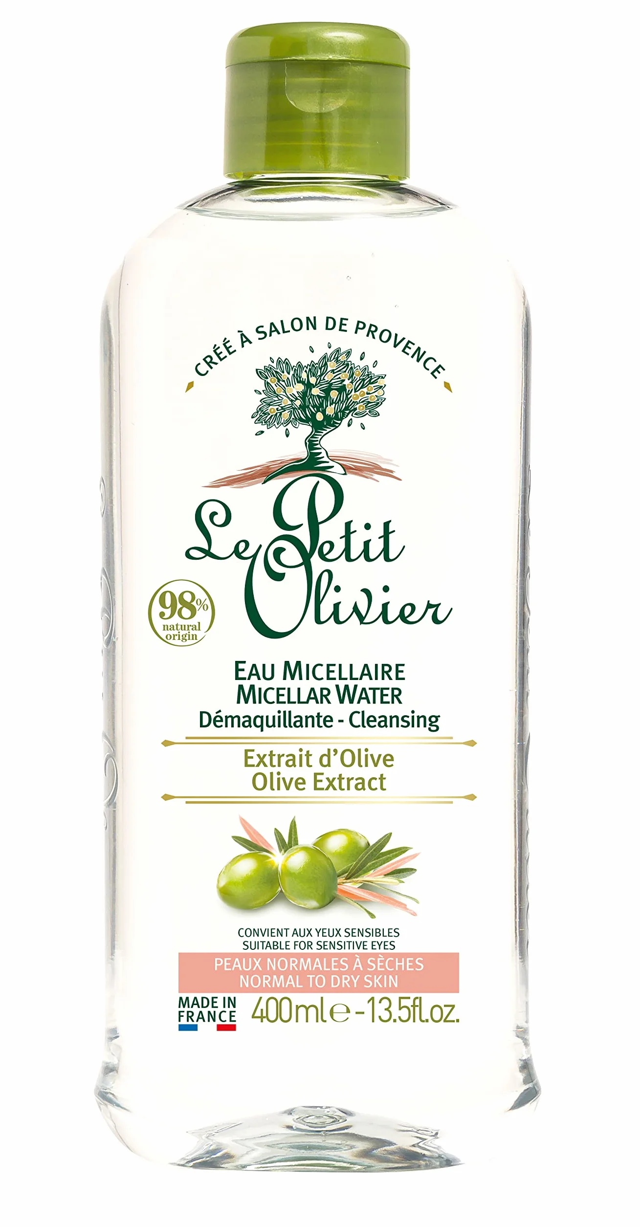 LE PETIT OLIVIER Eau Micellaire Démaquillante Visage & Yeux 400ml 98% d'Origine Naturelle
