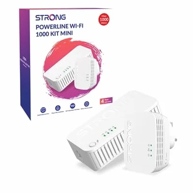 STRONG Kit Adaptateur réseau CPL WiFi AV1000, répéteur WiFi AC1200, Installation Facile avec Bouton d'appairage, Ports Ethernet Gigabit, Mode économie d'énergie, portée de 300 mètres