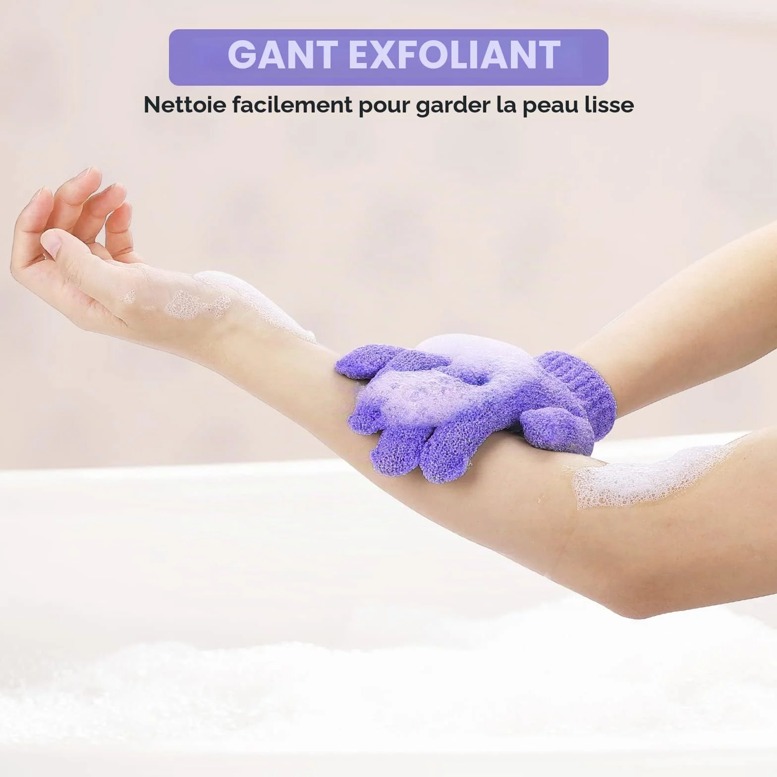 Sibba Lot de 4 Gants de Douche Exfoliants Double Face Corps