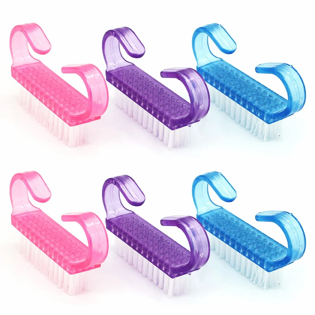 Brosse à Ongles en Plastique 6 PCS, Brosse de Nettoyage pour Nail Art