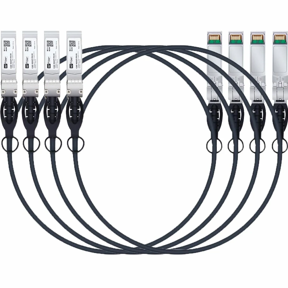 HiFiber Câble SFP+ DAC 10G 1m, Twinax Passif en Cuivre, 4 pièces | Compatible avec Cisco,Ubiquiti UniFi,Netgear,TP-Link pour Commutateur,Carte Réseau (NIC), Serveur et NAS