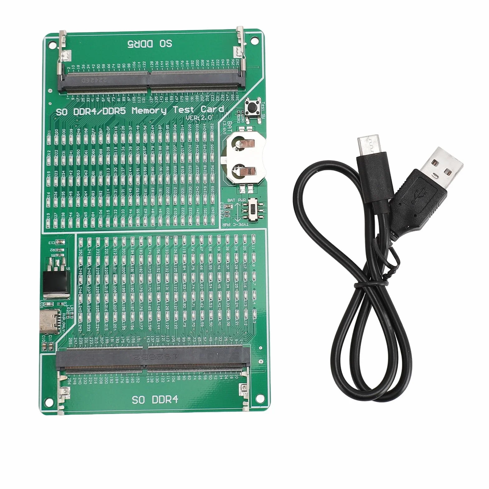 Testeur de Mémoire DDR4 DDR5 2 en 1 Carte de Test avec Indicateur LED pour Ordinateur Portable