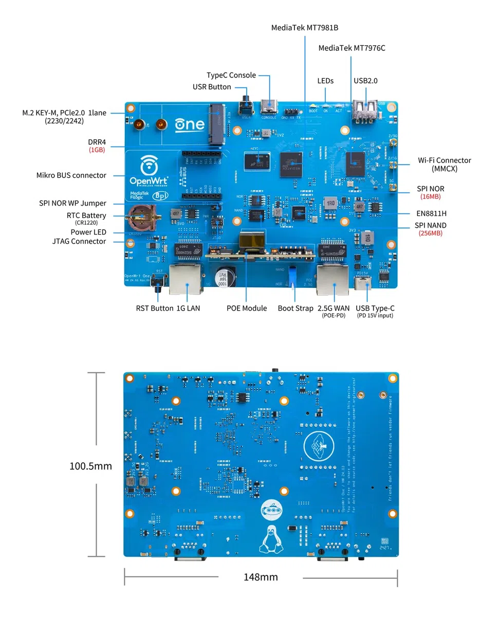 WayPonDEV Banana Pi OpenWrt One Routeur réseau double bande sans fil