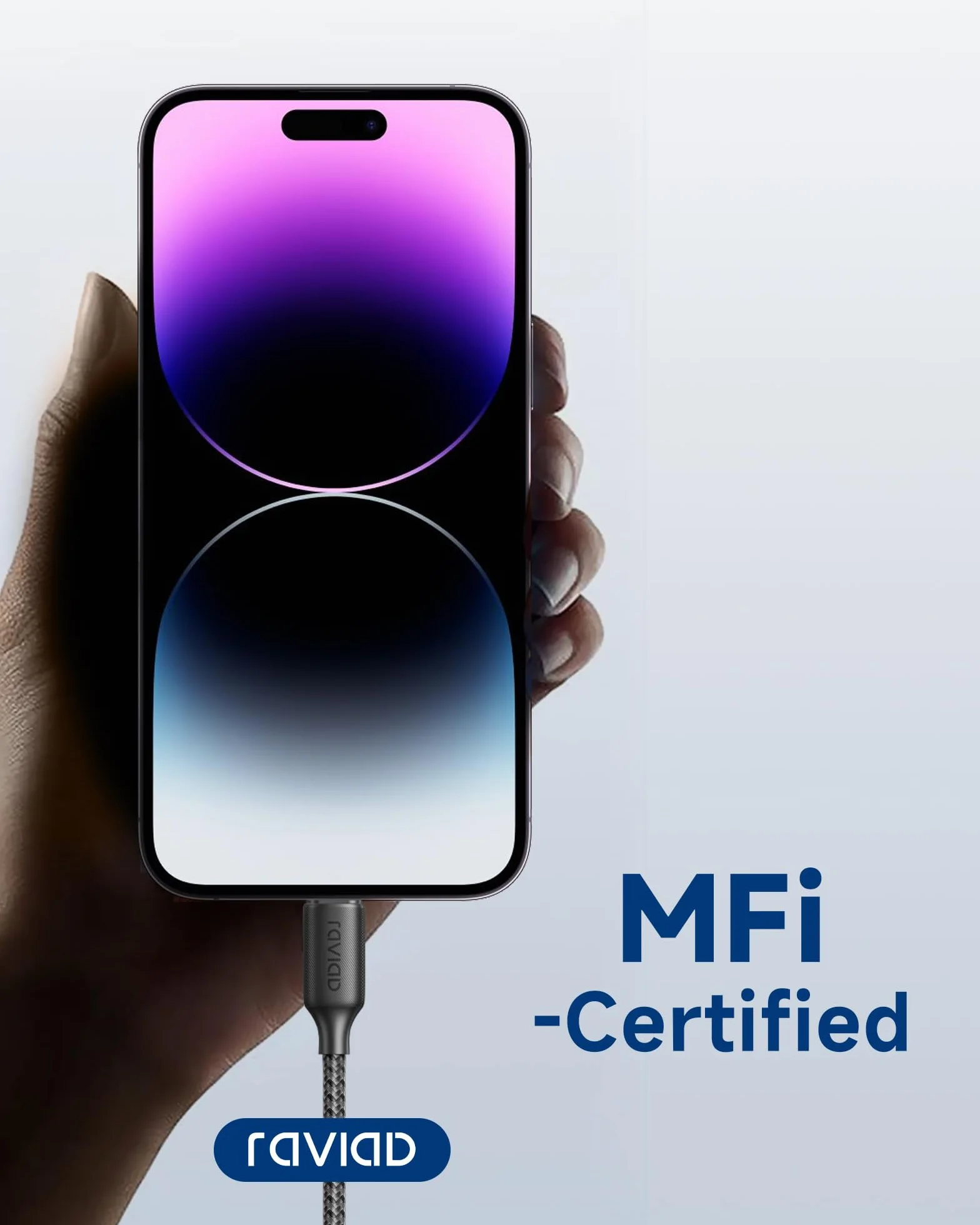 RAVIAD Câble USB C vers Lightning 0.5M Certifié MFi Chargeur Rapide Power Delivery pour iPhone 14 13 12 11 Pro Max Mini XR XS Max X 10 8 7 SE 2020 iPad Noir