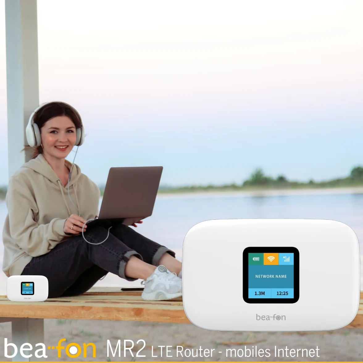 beafon, MR2, routeur, 4G LTE, Internet Mobile, Cat 4, cryptage WPA3, Wi-FI sécurisé, écran Couleur, 1,44" (3,65 cm)