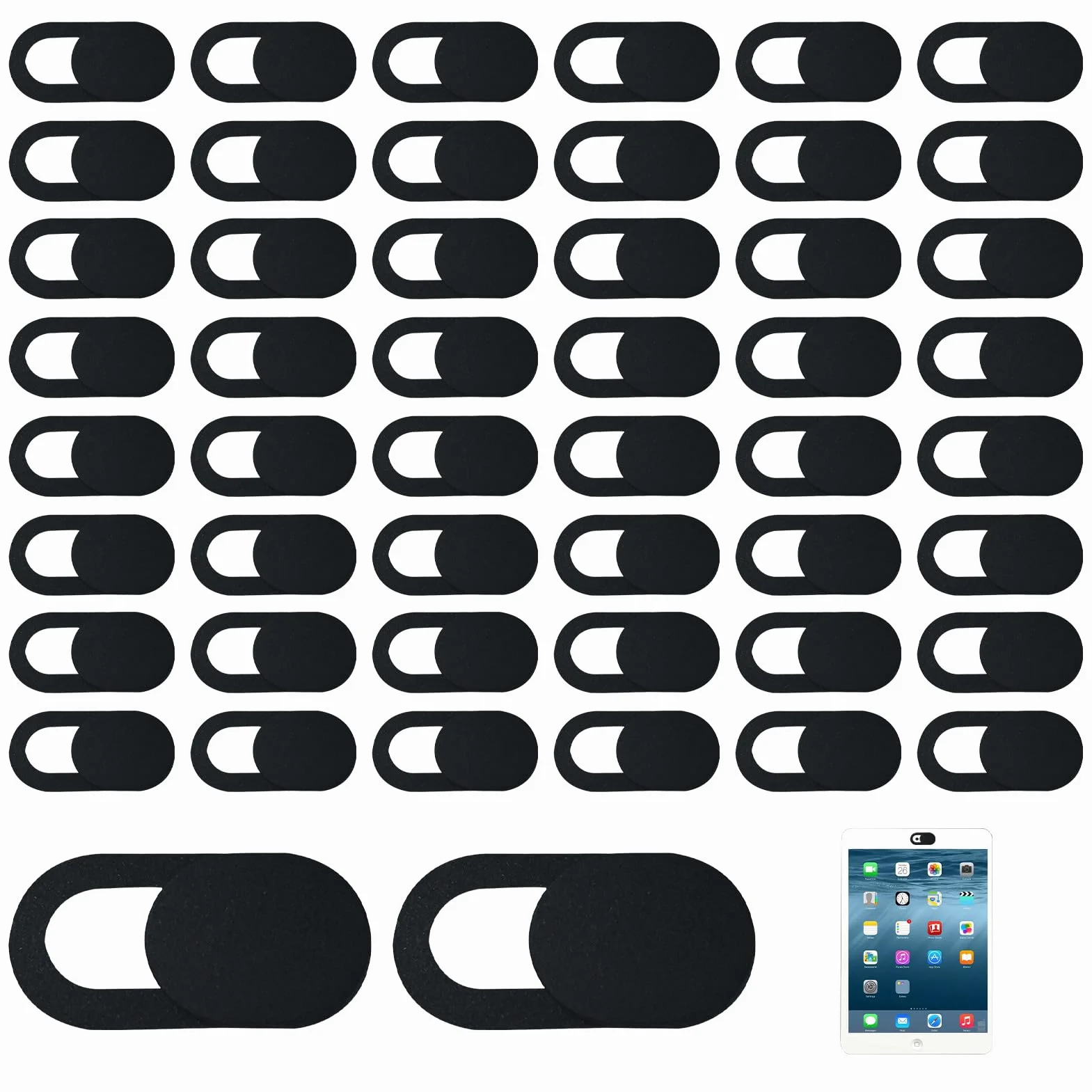 Cache Webcam Ultra-Fin Lot de 50 pour Ordinateur Portable Tablette Smartphone PC Noir