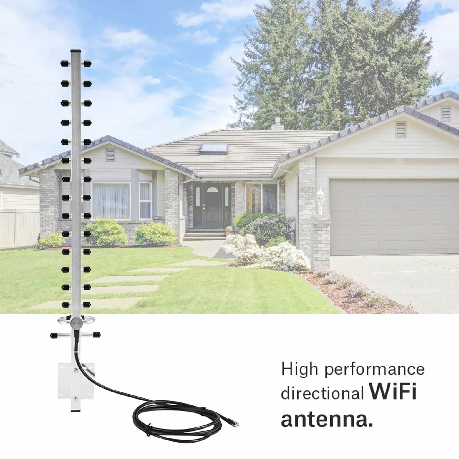 KIMISS Antenne Directionnelle Antenne Routeur sans Fil Argent Connecteur Rpsma 2.4Ghz 25Dbi Antenne sans Fil Directionnelle Routeur WiFi Câble Extérieur 2M