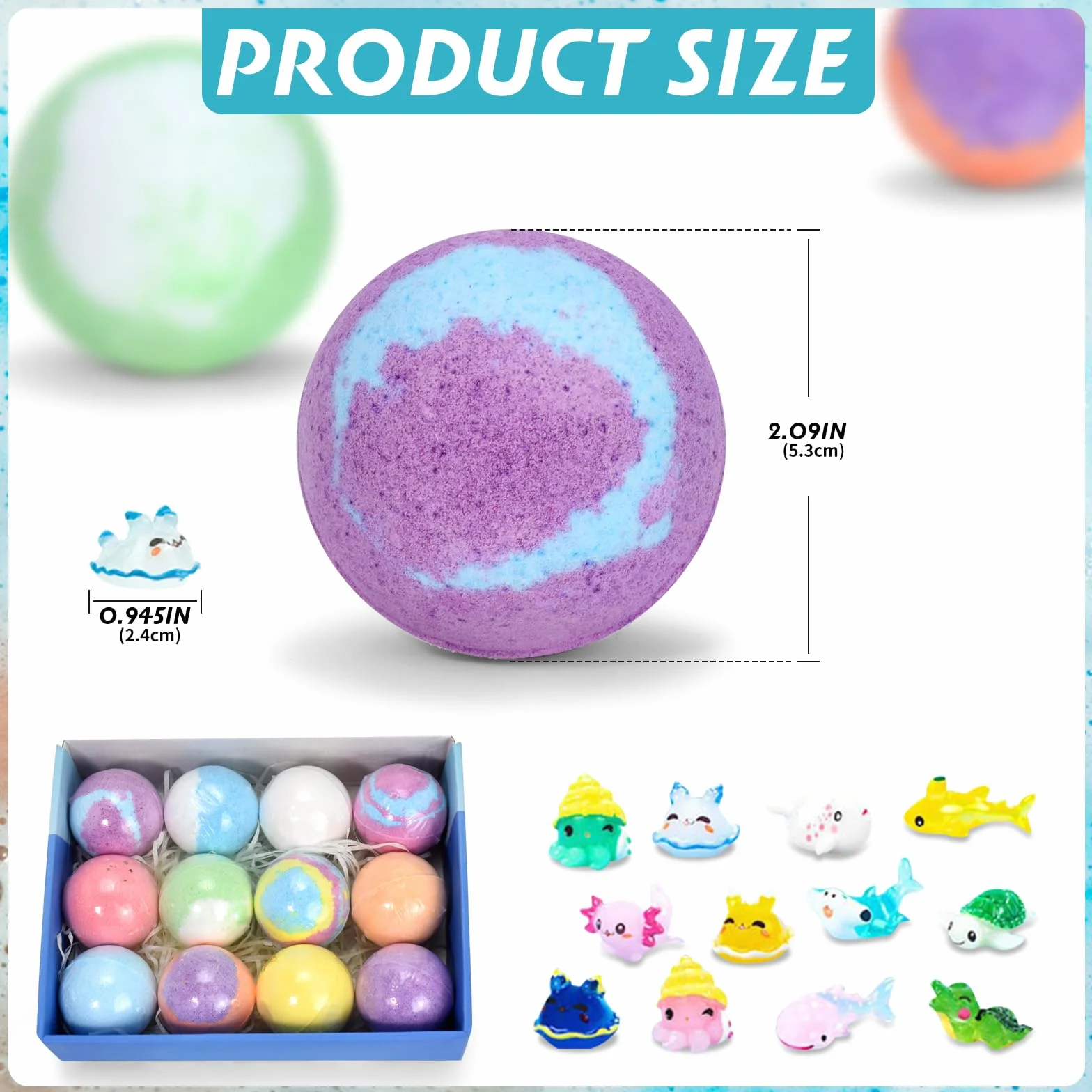 CIMOYBAI Badekugel 12 pièces bombe de bain enfant avec jouets surprises Noël anniversaire