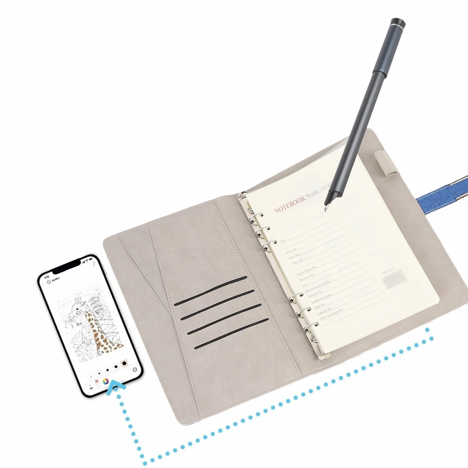 Smart Pen and Notebook Set Bluetooth 5.0 pour Tablettes Android (Bleu)