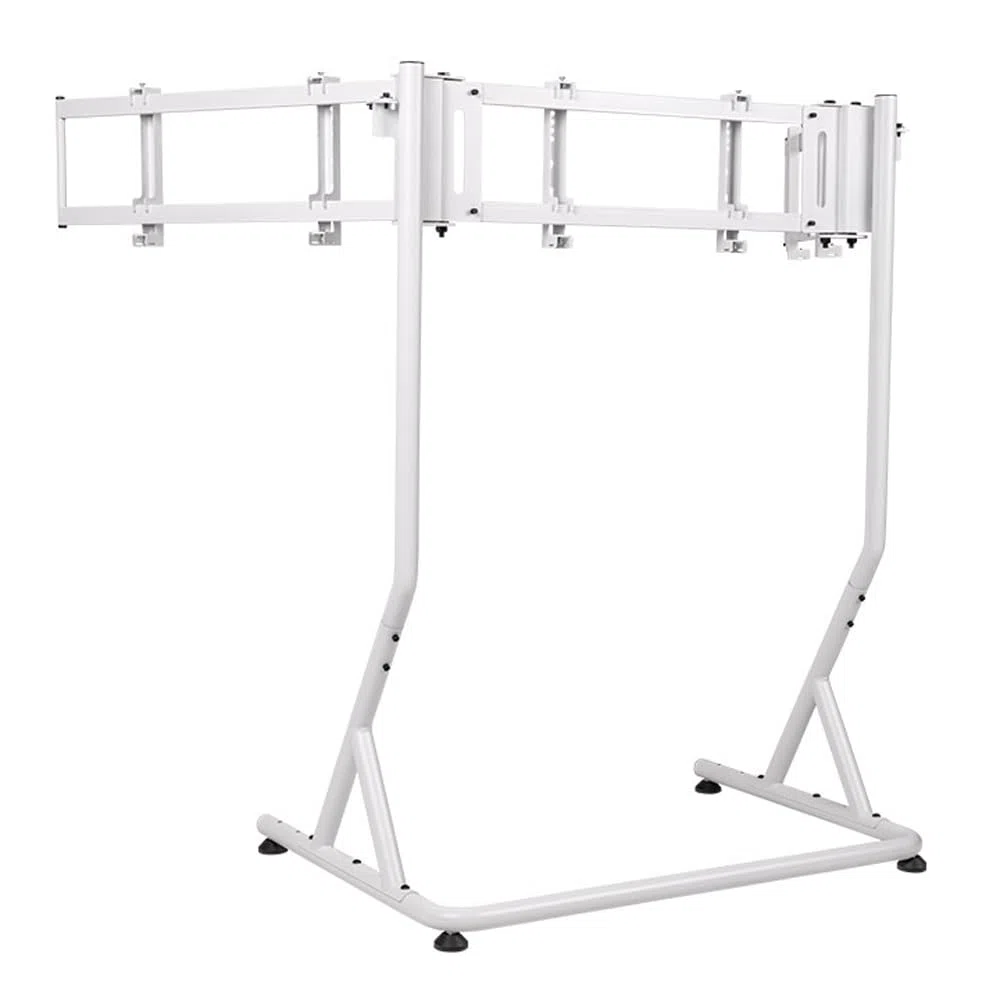 Thermaltake Triple Racing Monitor Stand Pro | Pour 3 moniteurs 32″ incurvés / 34″ plats | Structure en acier thermolaqué | Hauteur réglable (920–1120 mm) | Charge 20 kg par écran | VESA 75–400 | Blanc
