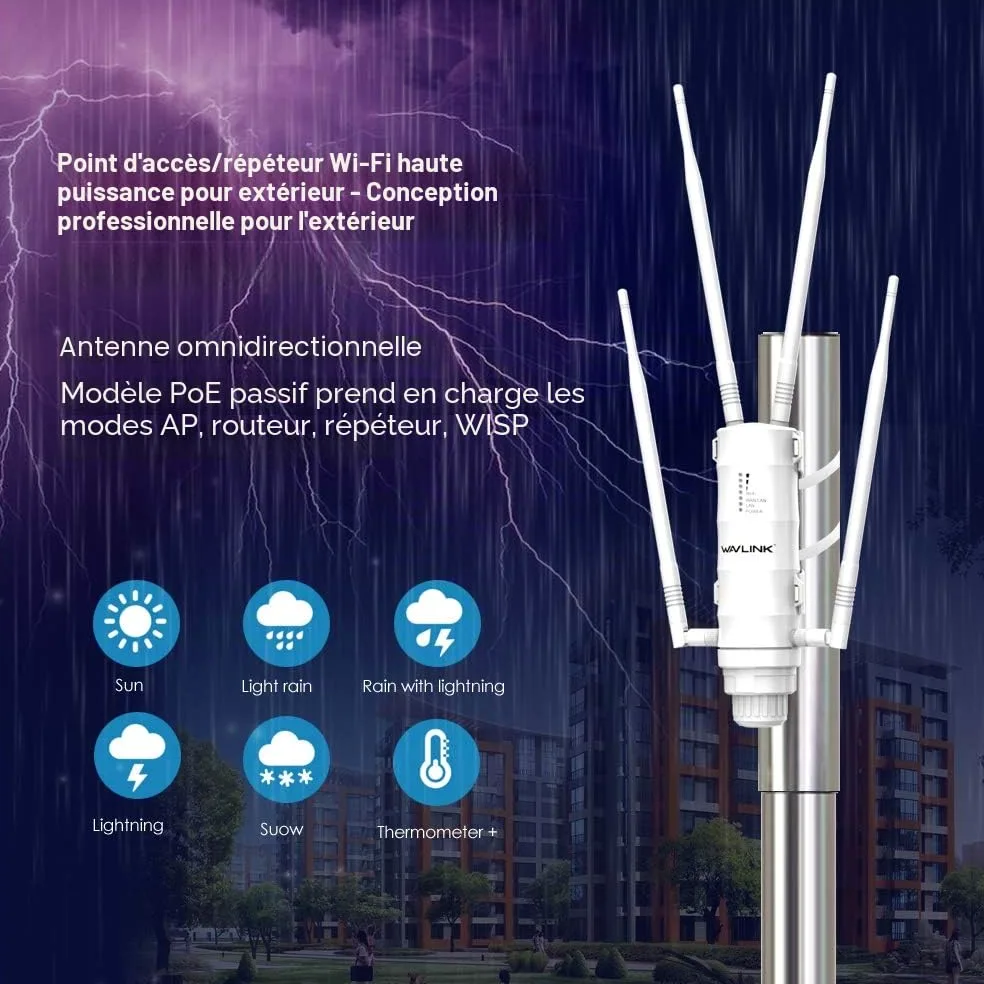 WAVLINK AC1200 Point d'accès sans Fil extérieur avec Couverture Longue portée répéteur WiFi Double Bande 2.4 + 5G avec PoE, Port Ethernet Gigabit