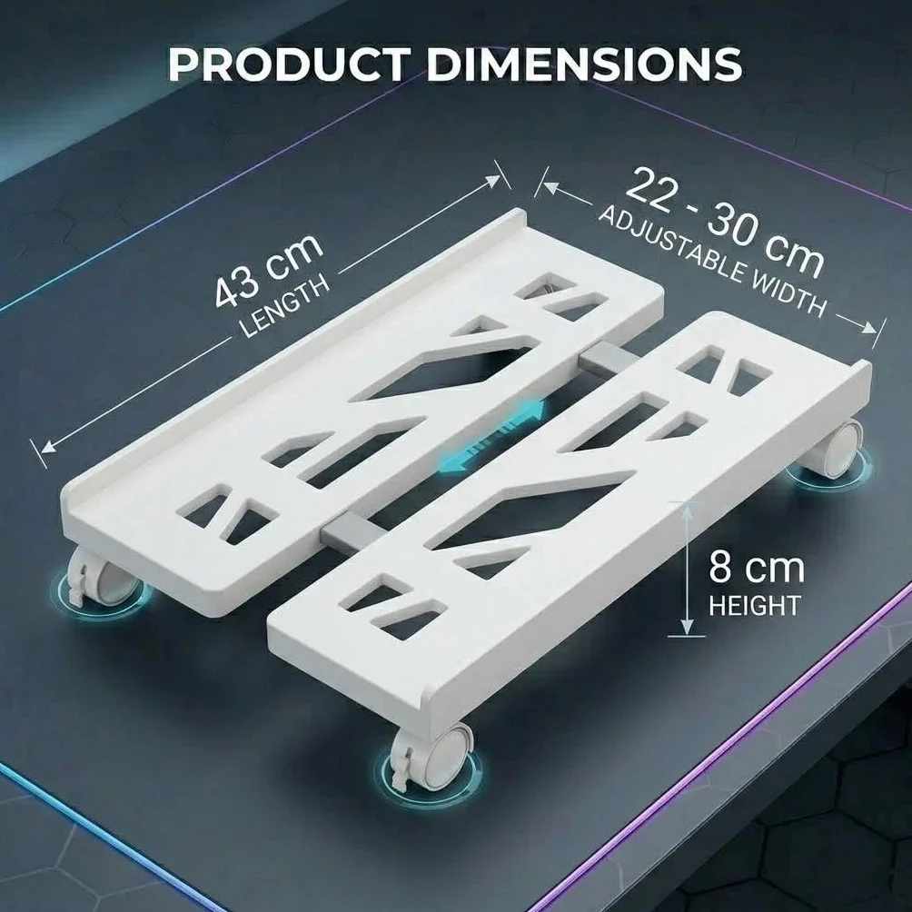 Support PC avec 4 roulettes, pour Bureau, Gamers, étudiants, Maison, Blanc