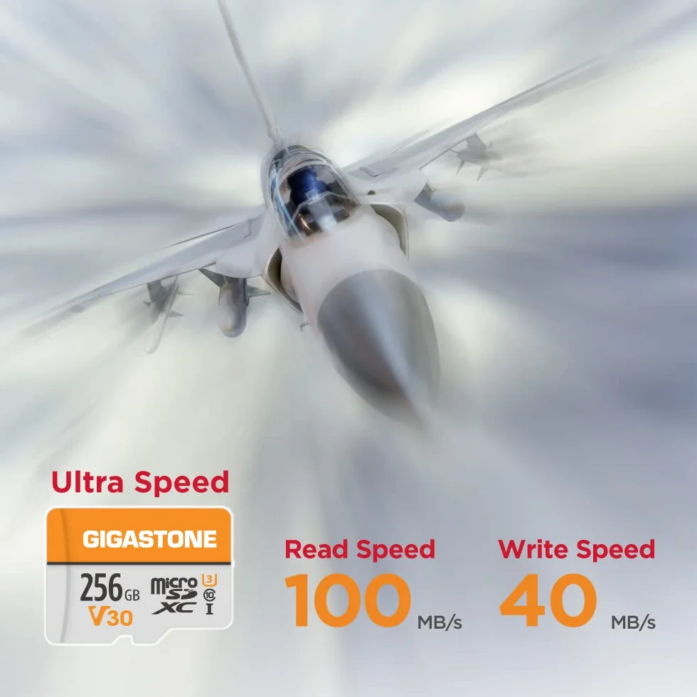 GIGASTONE Lot de 2 Cartes Micro SD 256 Go 4K Video Pro, caméra de Surveillance, caméra d'action, Drone, Carte mémoire MicoSDXC UHS-I V30 Classe 10 100 Mo/s