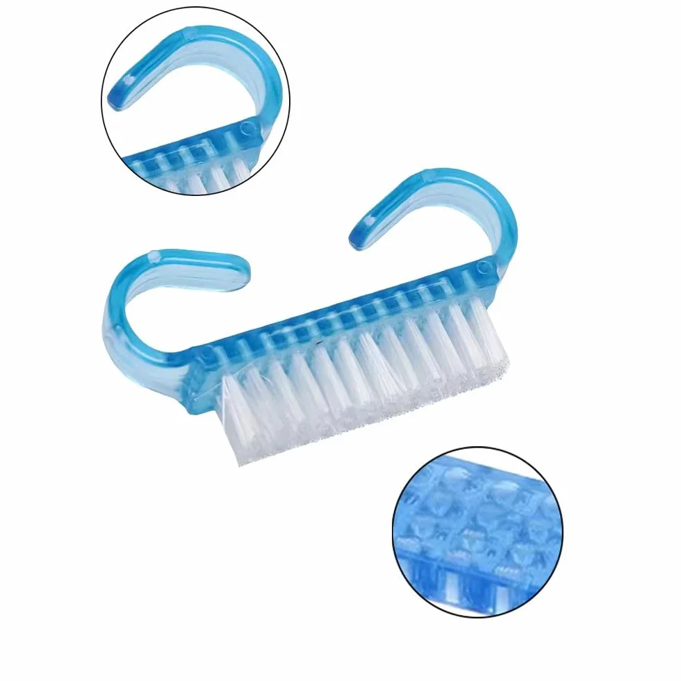 Brosse Ongle 4 Pcs Nettoyage Mini Brosse à Ongles Manche Outil Nail Art Violet Rose Bleu Transparent