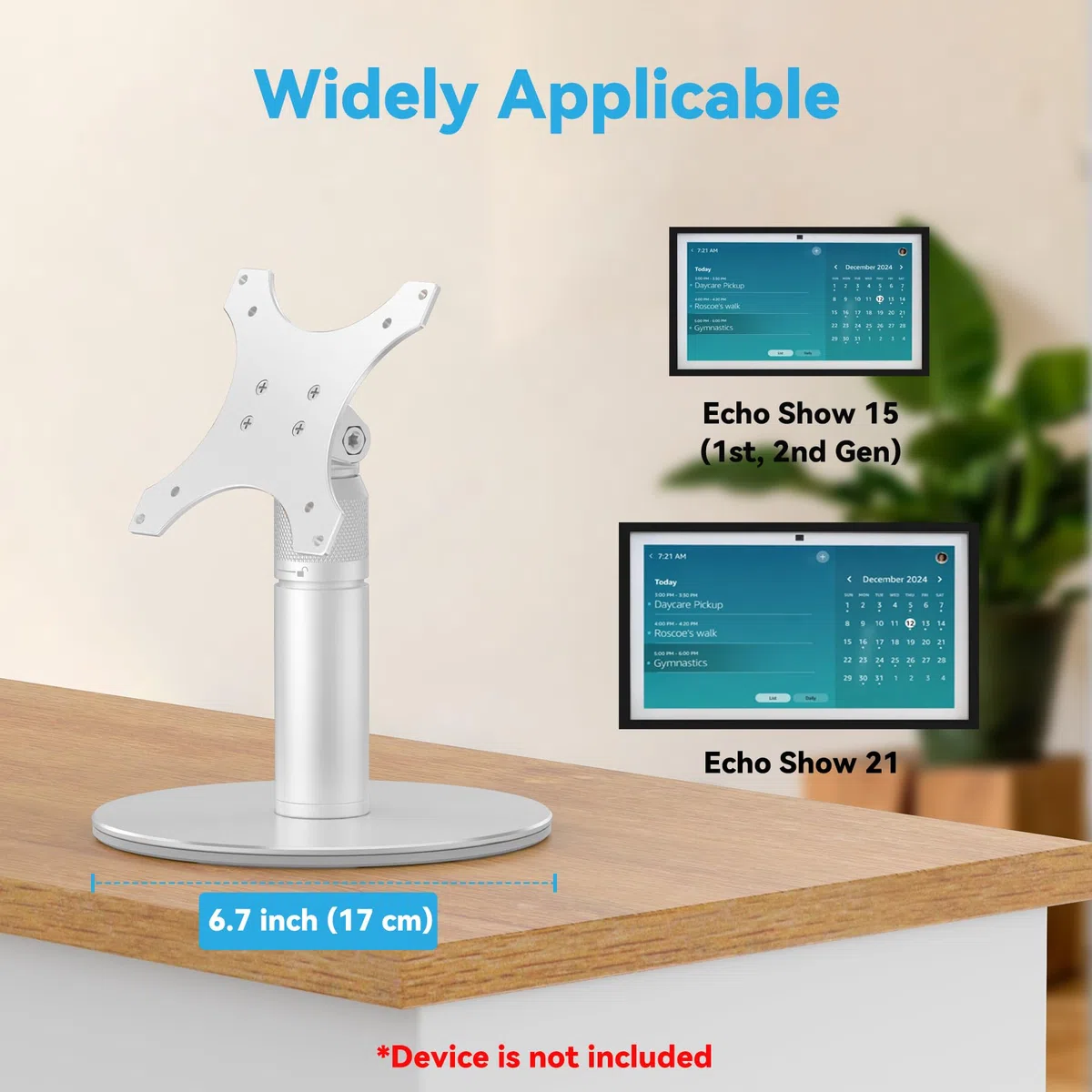 Almoz Support de bureau pour Echo Show 21, Echo Show 15 (toutes générations), s'élève jusqu'à 24,1 cm du bureau, support inclinable et pivotant pour Alexa Echo Show 21, aucun outil nécessaire, tige
