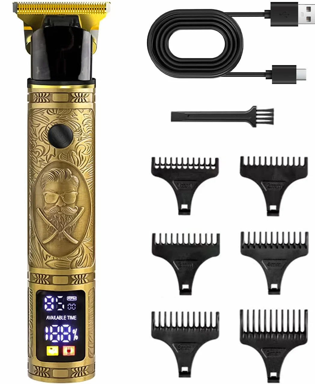 Tondeuse Cheveux Homme Sans Fil IPX7 Étanche avec Écran LED, Tondeuse Barbe Zéro écart Rechargeable Professionnelle