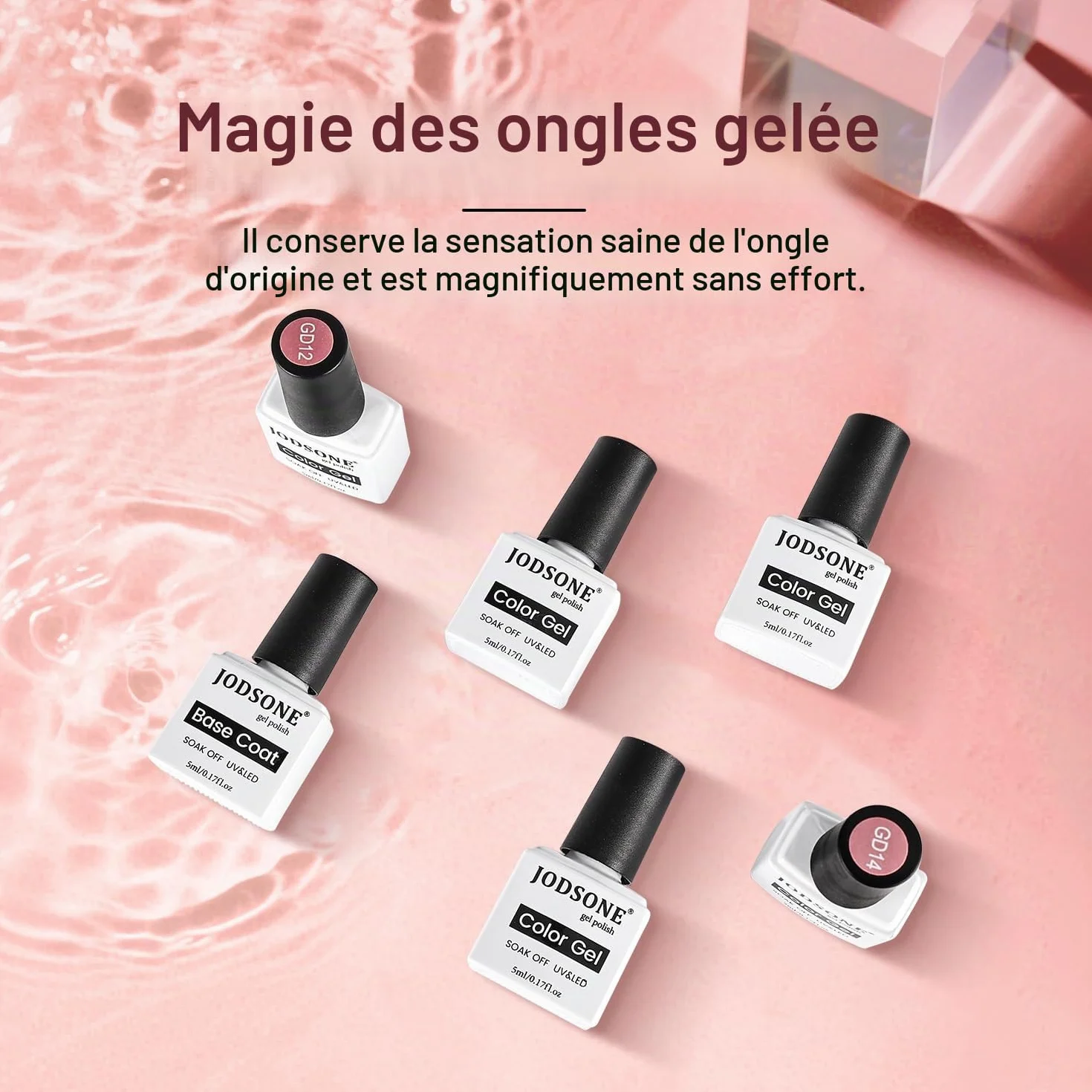 JODSONE Coffret 12 Vernis Semi Permanent 10 Couleurs Jelly Translucides Naturelles Tenue Longue Durée