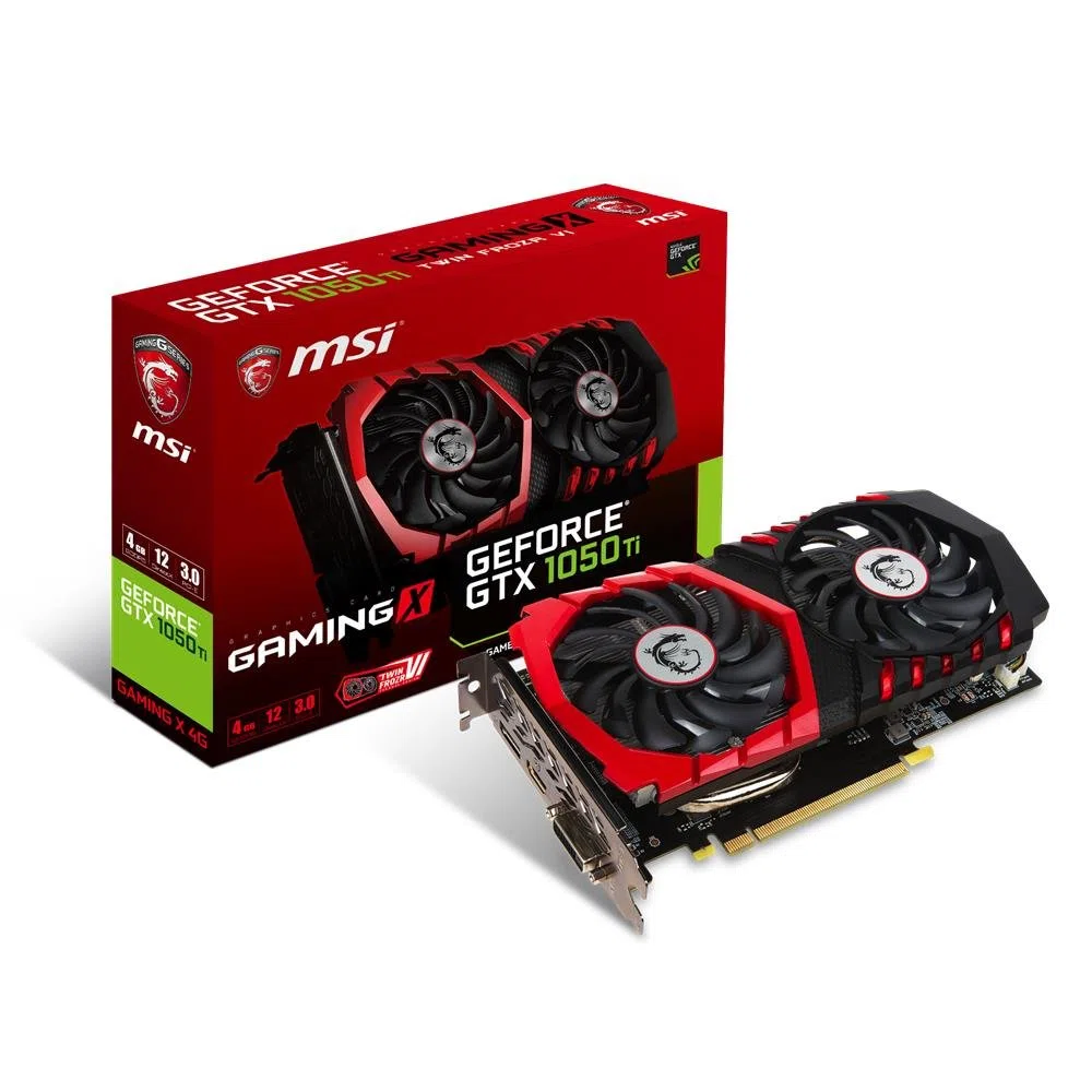 MSI NVidia GeForce Carte graphique PCI Express 3, 2 Go GDDR 5 128 bit, HDMI/DP/DVI, noir GTX 1050 TI GAMING X 4G 4096 MB noir