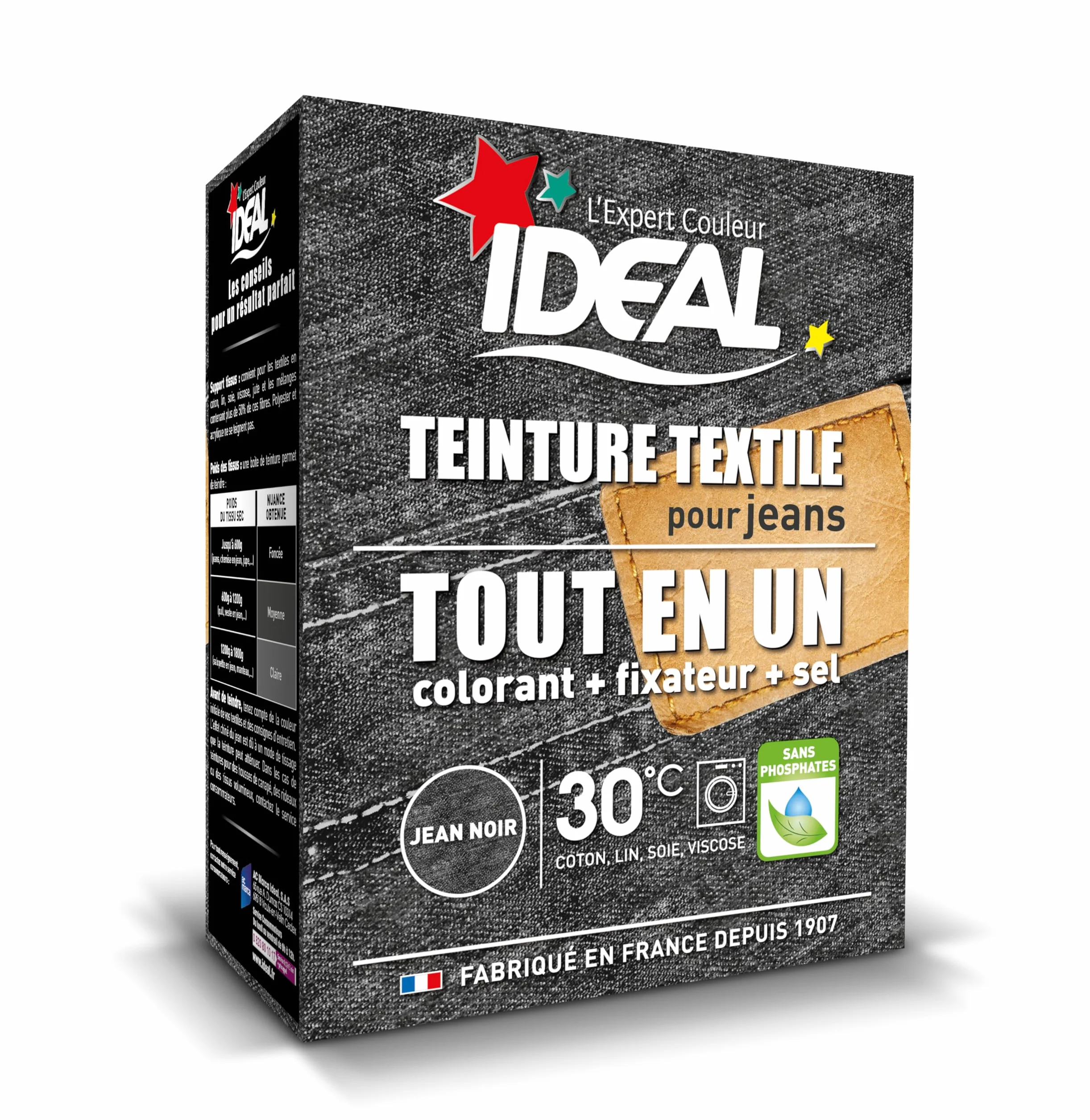 Ideal Teinture Textile Tout en un 350 g Jean Noir
