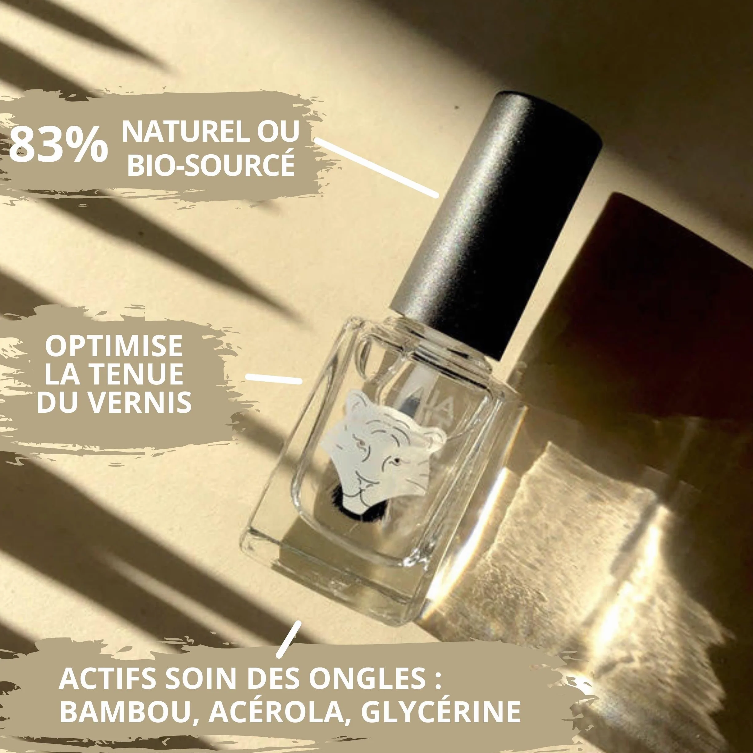 ALL TIGERS Base & Top Coat Vernis à Ongles Transparent 190 11ml Vegan Naturel