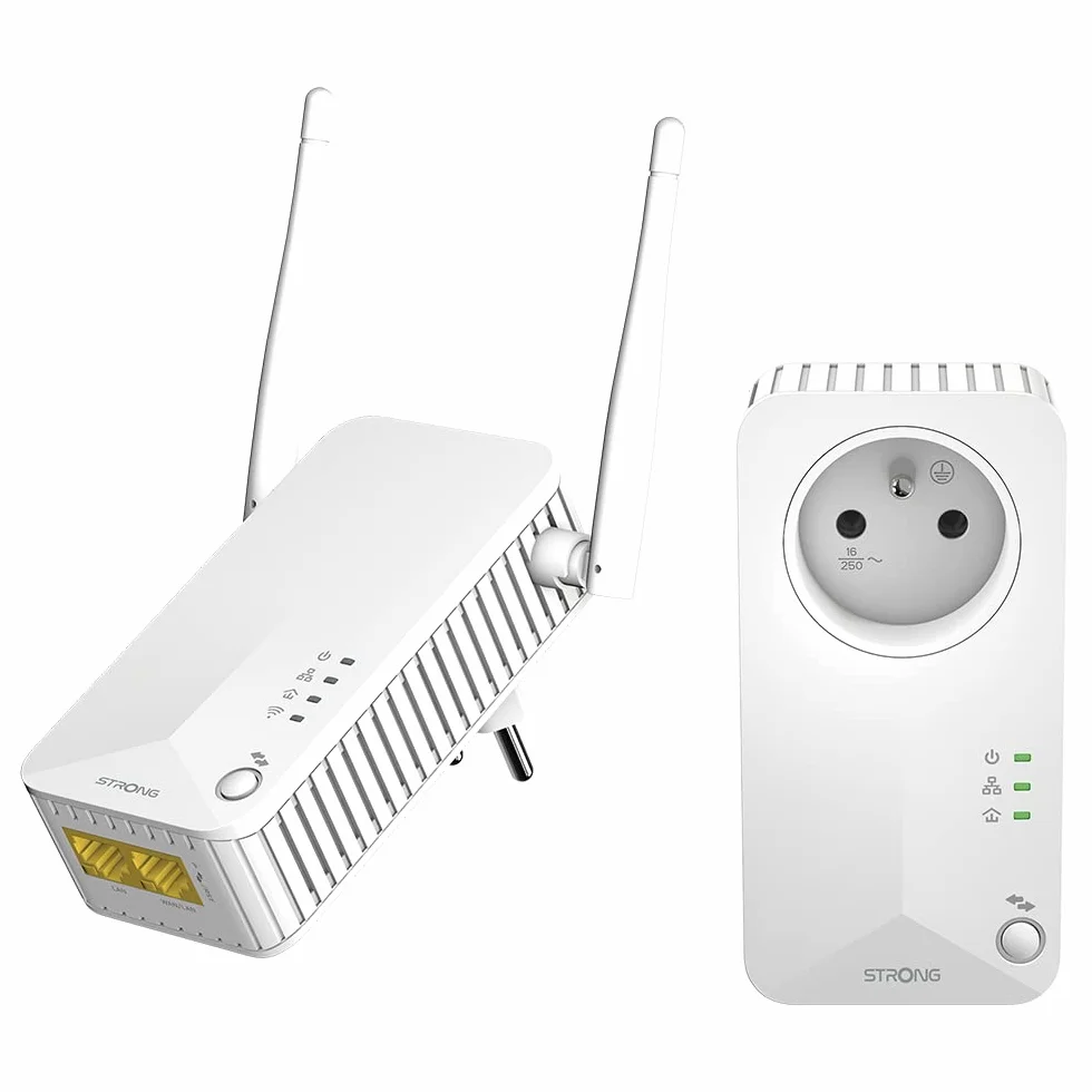 Strong Pack CPL600 Mbps et 1 CPL WiFi Prise filtrée et Port Ethernet, Etendre réseau WiFi, Compatible Box Internet, Idéal Multi TV, Streaming HD, Aucune Configuration, Prêt à l'emploi