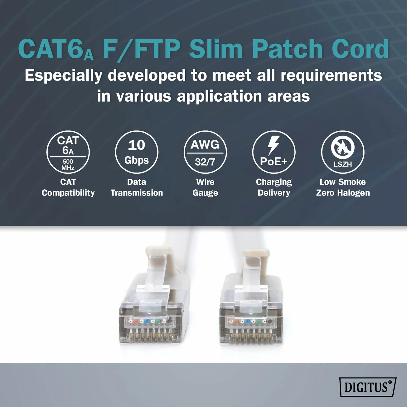 DIGITUS Câble LAN Cat 6A – 3 m – 10 pièces – Slim – F/FTP – Gris | 10 Gbit/s – Blindé – PoE+ – AWG 32/7 – LSZH – Câble réseau RJ45 – Compatible Cat 6 et Cat 7