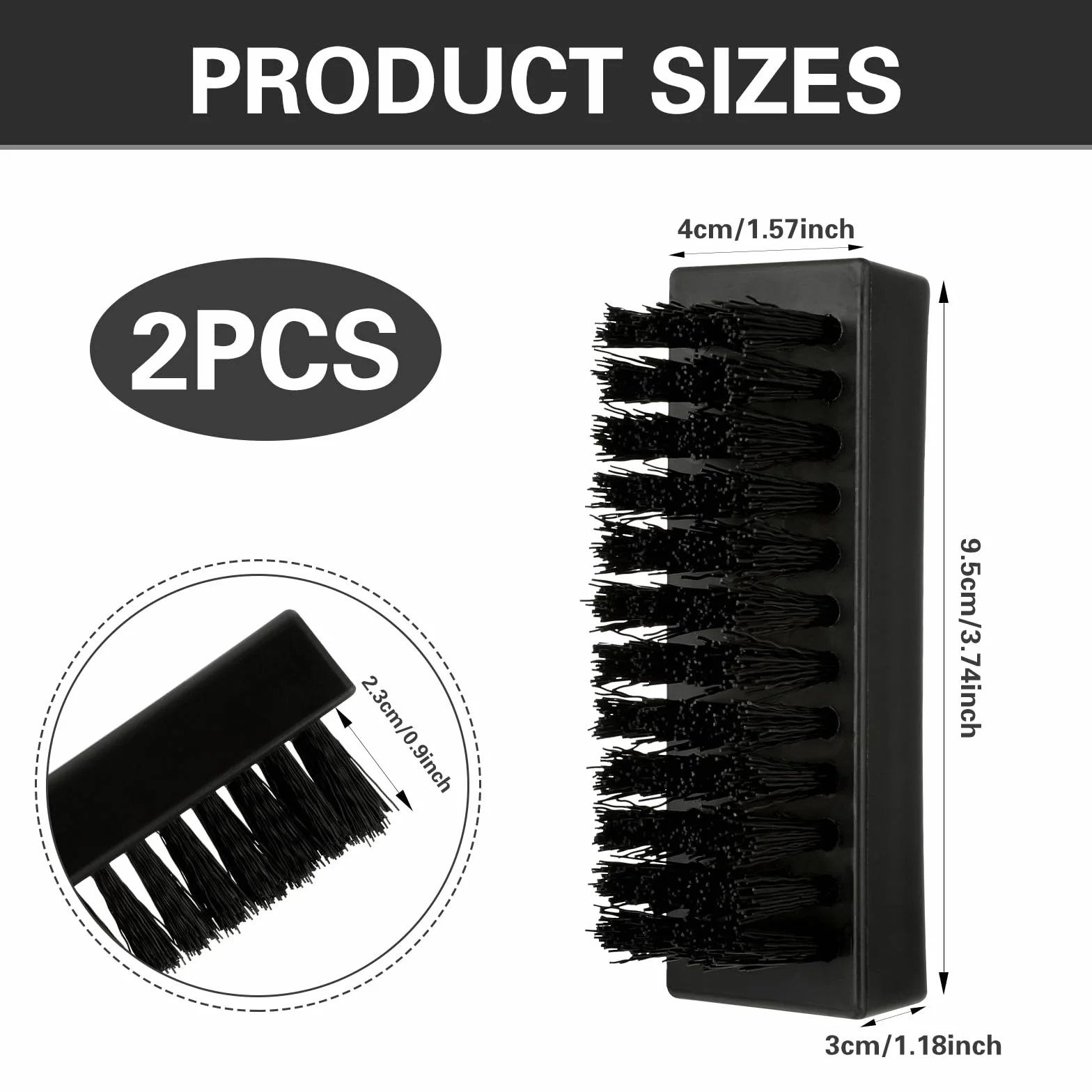 Amabro Lot de 2 brosses à ongles pour les mains, brosse à récurer à poils rigides noirs